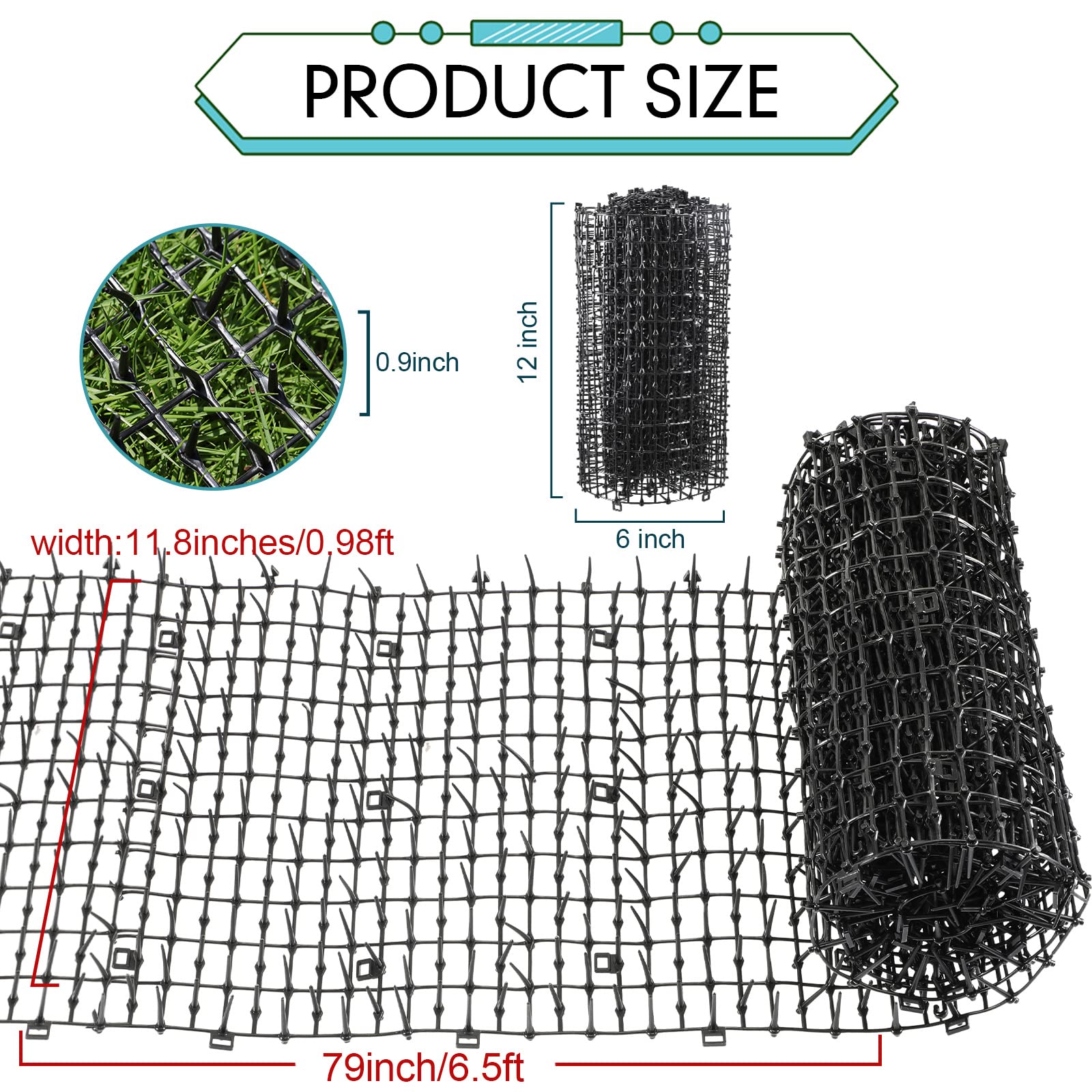 Zopeal 79 x 12 Inch/1 Roll Cat Spikes Keep Dog Off Couch Cat Deterrent Mat Strips Spiked Mat Fence Outdoor Indoor Keep Pet Off C