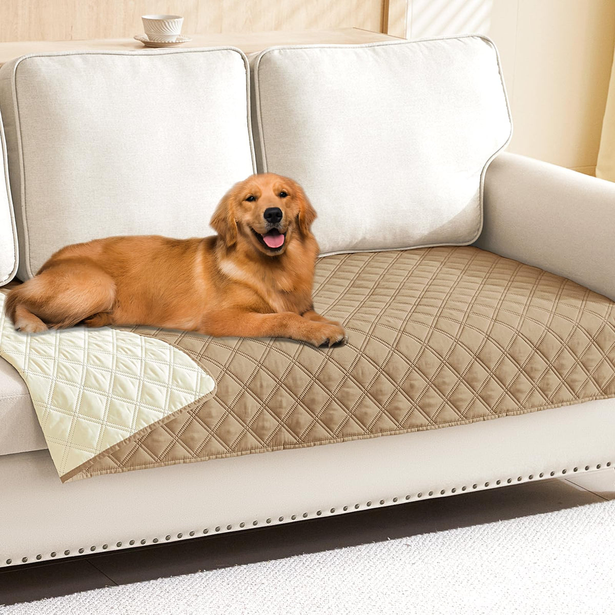 Smiry Waterproof Dog Blanket, Reversible Dog Bed Cover Pet Blanket, Soft Pet Couch Covers For Sofa Washable, Bed Couch Sofa Furniture Protector For Puppy Cat Kids (30'X70', Camel/Beige)