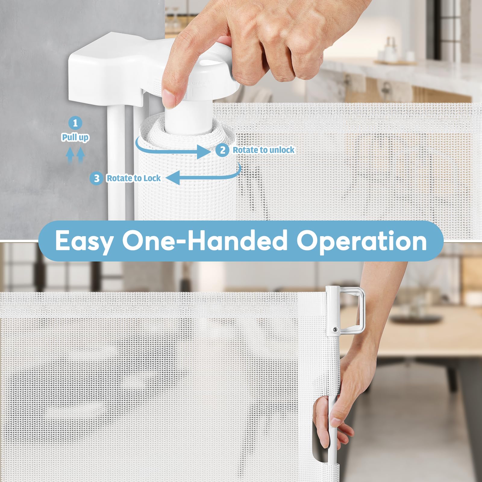 75 Inch Extra Wide Baby Gate For Wide Openings Indoor Outdoor Retractable Baby Gates Extra Wide Retractable Dog Gate Long Baby Gate Dog Gates For The House Extra Wide Child Gates For Doorways, White