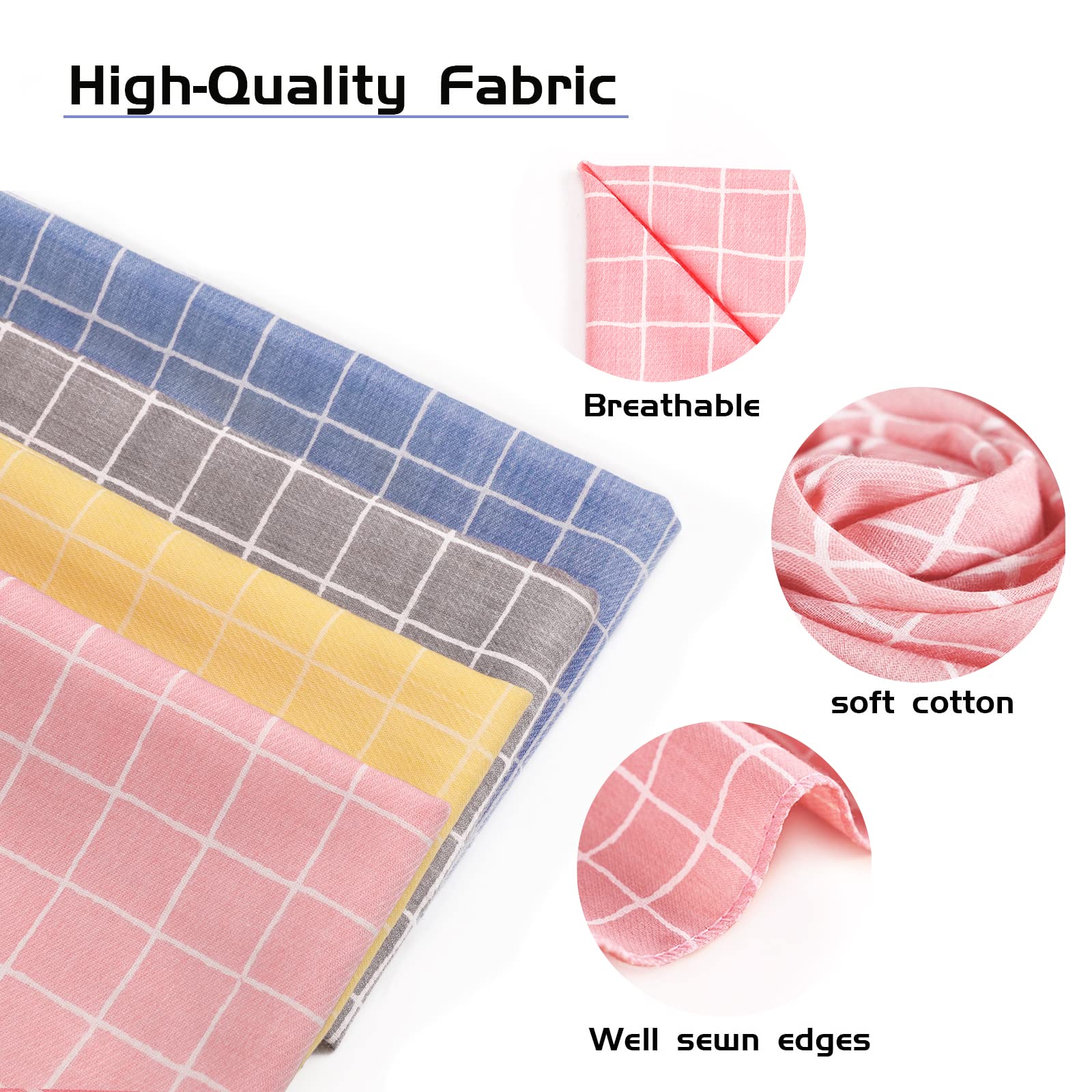 4Pcs Spring Dog Bandanas Cat Birthday Cute Soft Cotton Puppy Scarfs Washable Daily Handkerchief Pink Yellow Blue Grey Comfortabl