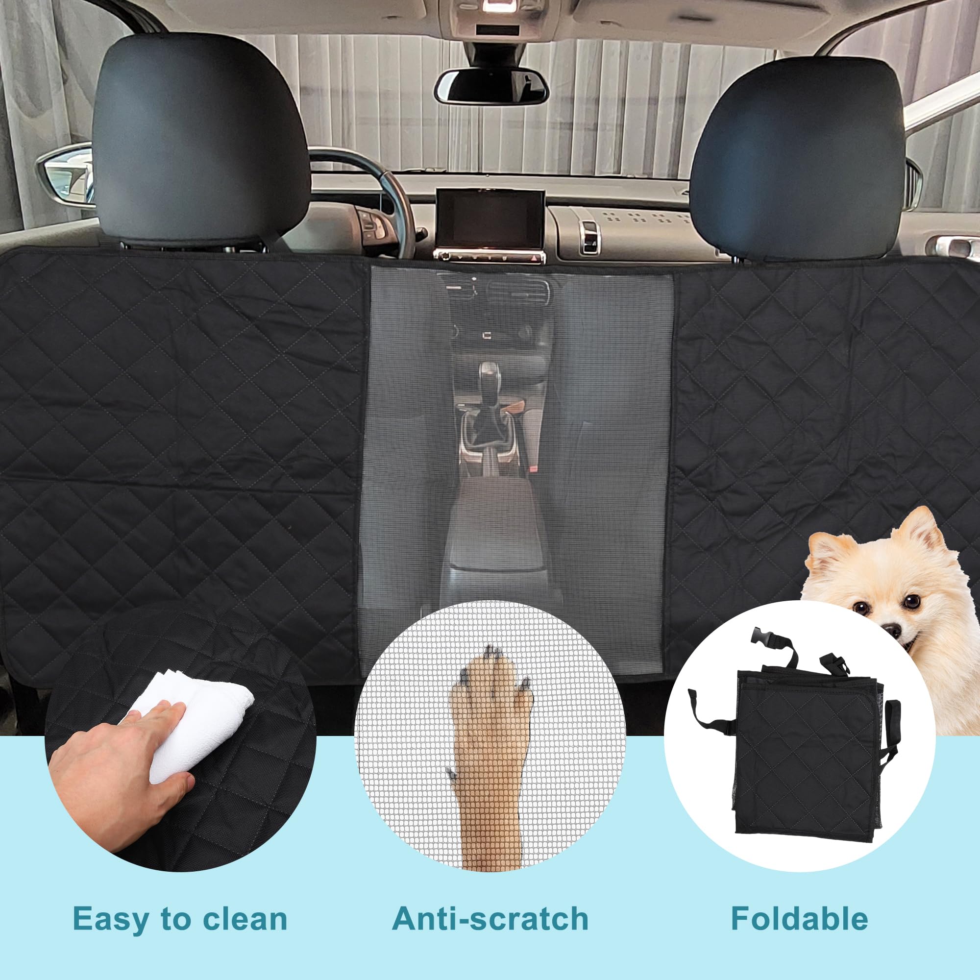 Glidesmooth Dog Car Net Barrier, Pet Barrier With Adjustable Rope, Universal For Cars, Suvs, Easy Install, For Safe Driving With