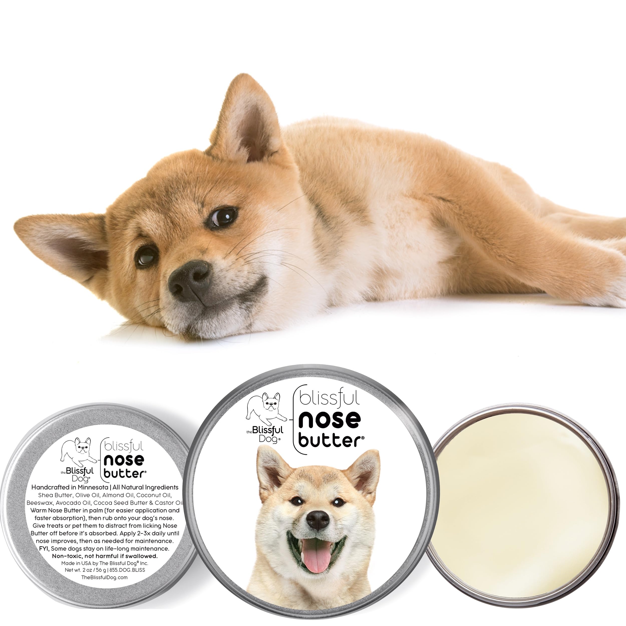 The Blissful Dog Shiba Inu Unscented Nose Butter - Dog Nose Butter, 8 Ounce