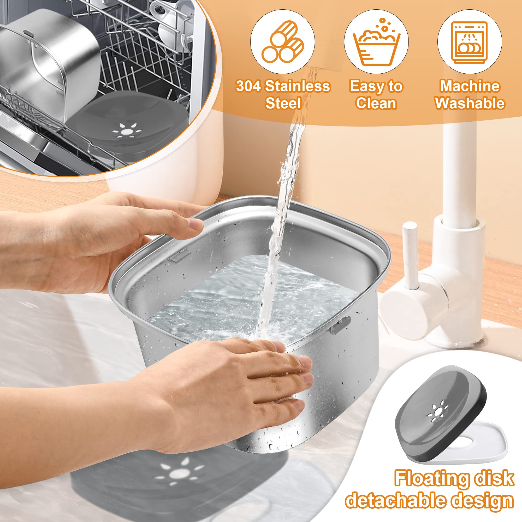 Decflow 3L Dog Water Bowl Stainless Steel Slow Drinking Dog Bowl With Lid, No Spill Water Bowl For Large Dogs Splash Proof Vehicle Carried Travel Pet Water Bowl Dispenser For Messy Drinkers