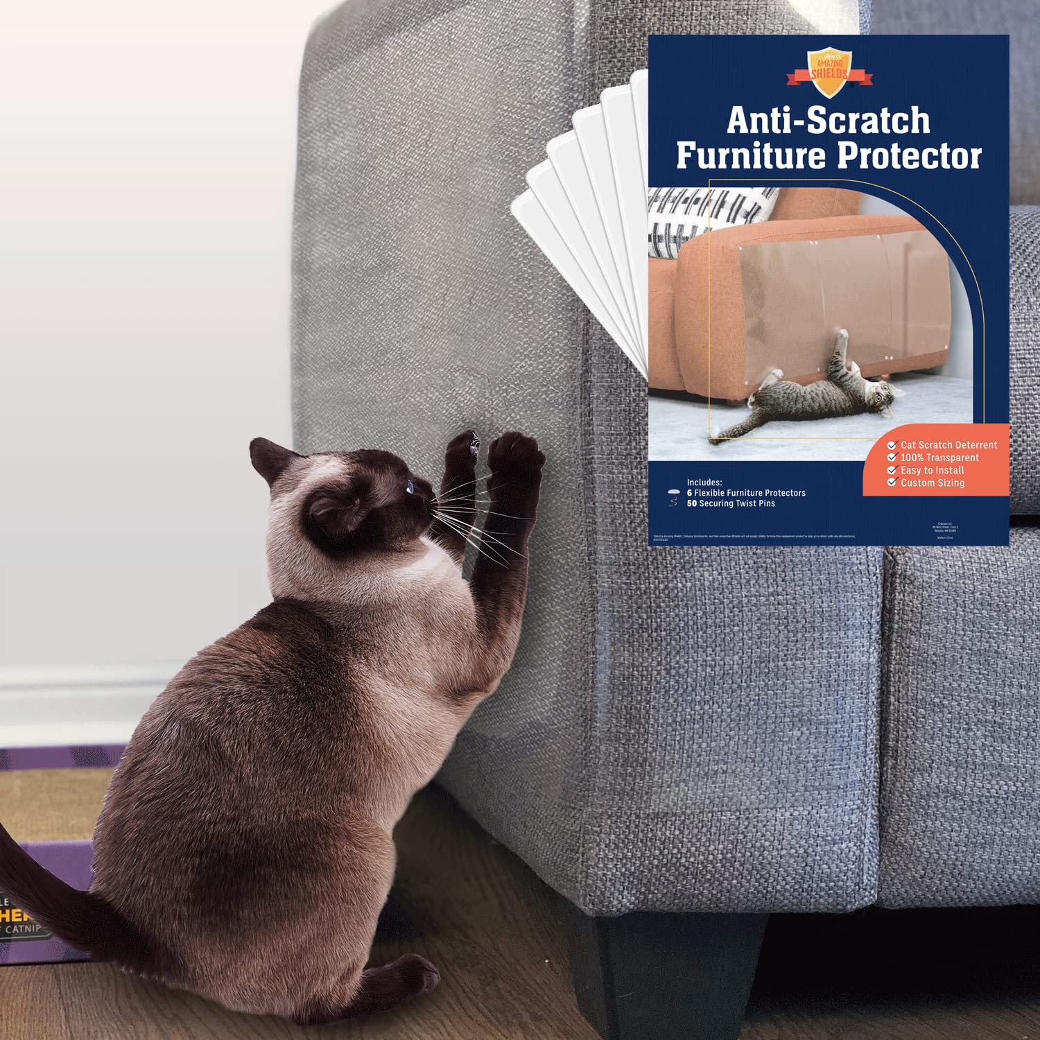 Stelucca Amazing Shields Cat Scratch Deterrent - 12-Pack, 17-Inch X 12-Inch Furniture Protectors From Cats For Couch - Clear, An