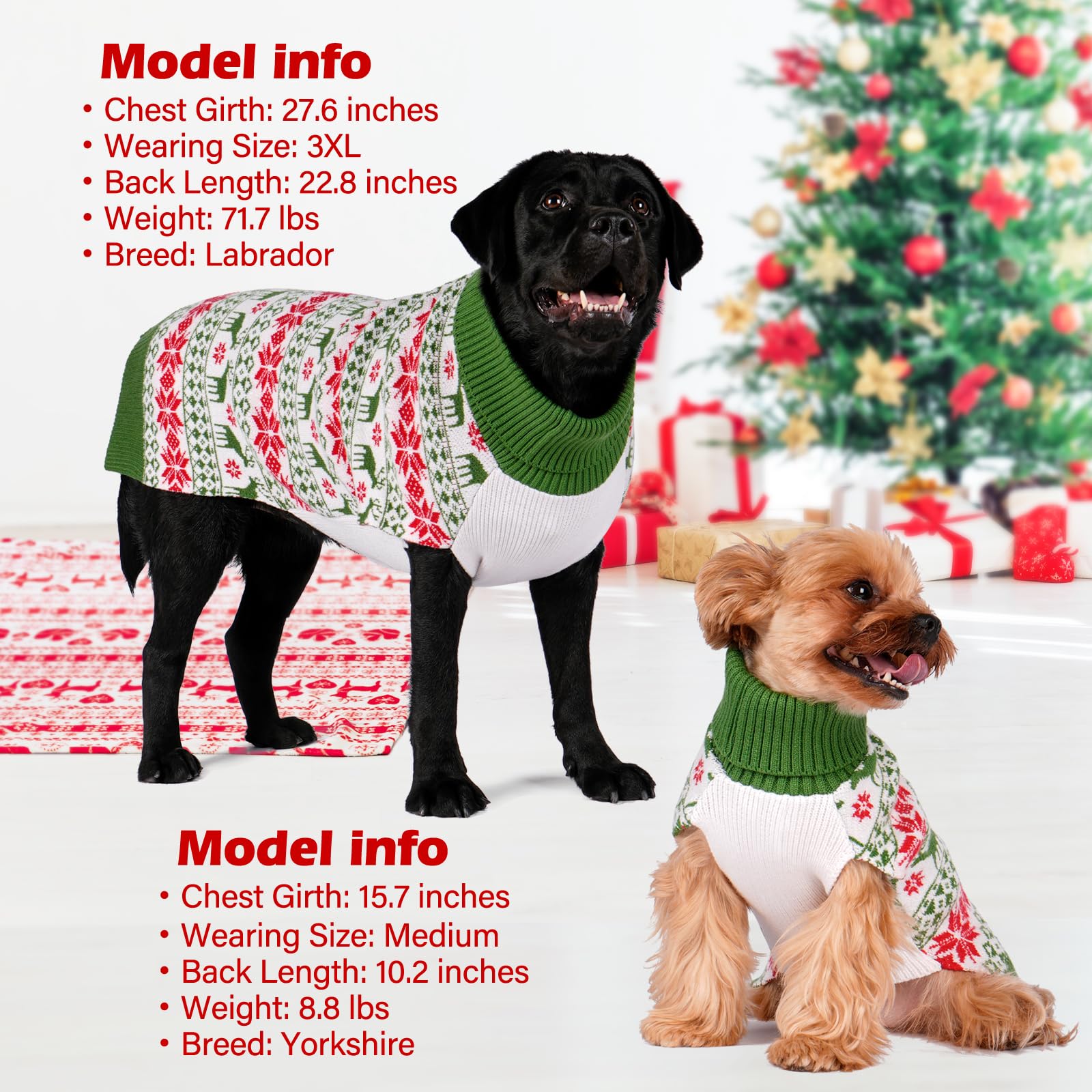 Kyeese Dog Christmas Sweater Small Dog Christmas Sweater Warm Dog Clothes Stretchy Dog Coats Soft Dog Sweater For Small Dogs Mal