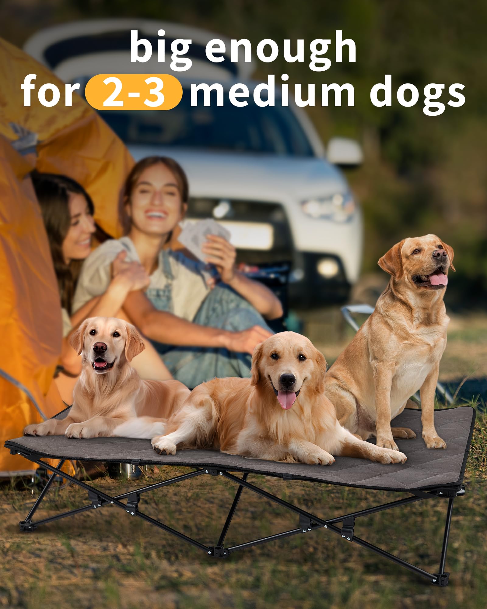 Kingcamp Elevated Dog Bed For Xl Dogs, Raised Outdoor Indoor Portable Cooling Cot Lifted Pet Hammock Off Ground With Washable Br