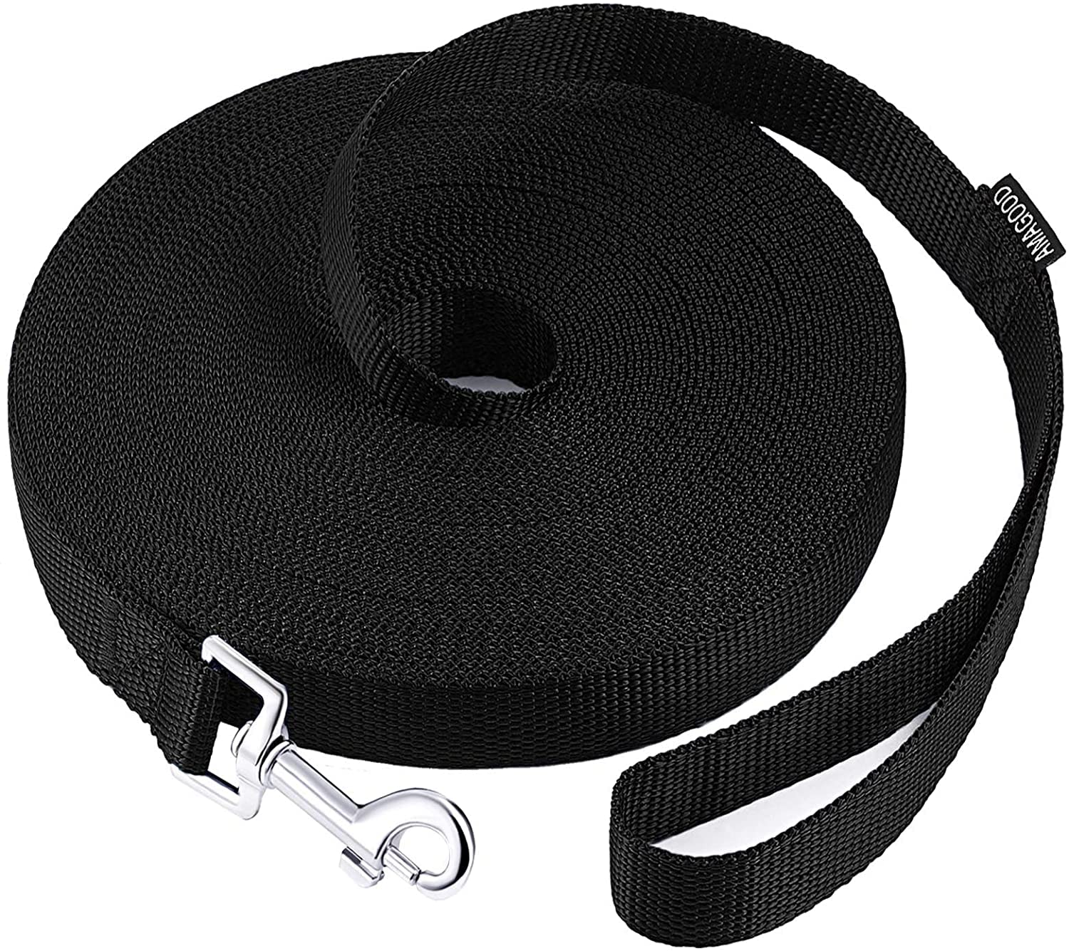 Amagood Dog/Puppy Obedience Recall Training Agility Lead-15 Ft 20 Ft 30 Ft 50 Ft Long Leash-For Dog Training,Tie Out,Play,Safety,Camping (20 Feet, Black)