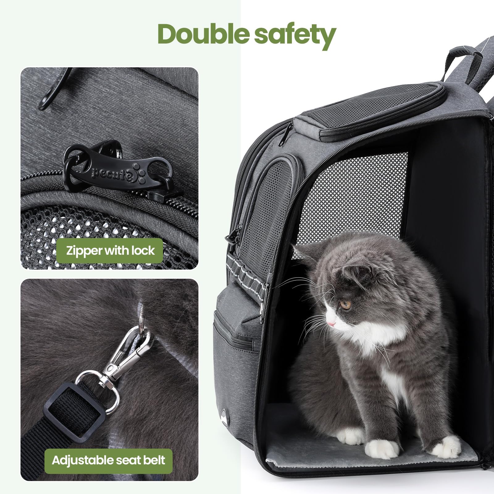 Pecute Cat Backpack Carrier, 30% Energy Saving Cat Backpack For Small Dogs, Cat Carrier Backpack For Puppy Kitty, Foldable Ergon