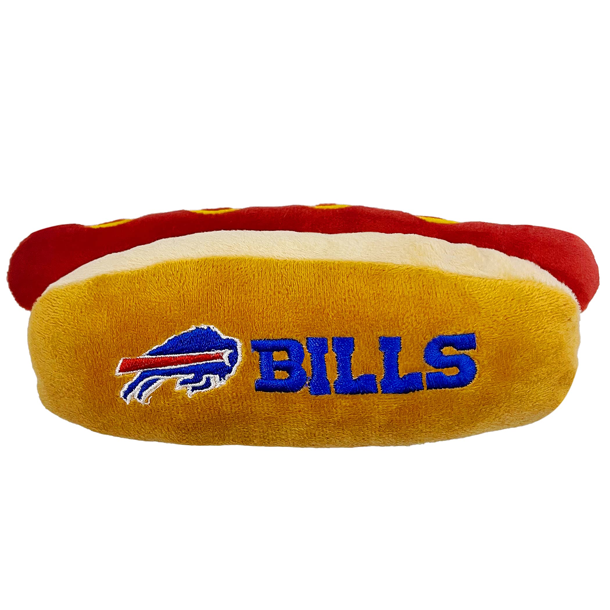 Pets First Nfl Buffalo Bills Hot Dog Plush Dog & Cat Squeak Toy - Cutest Hot-Dog Snack Plush Toy For Dogs & Cats With Inner Sque