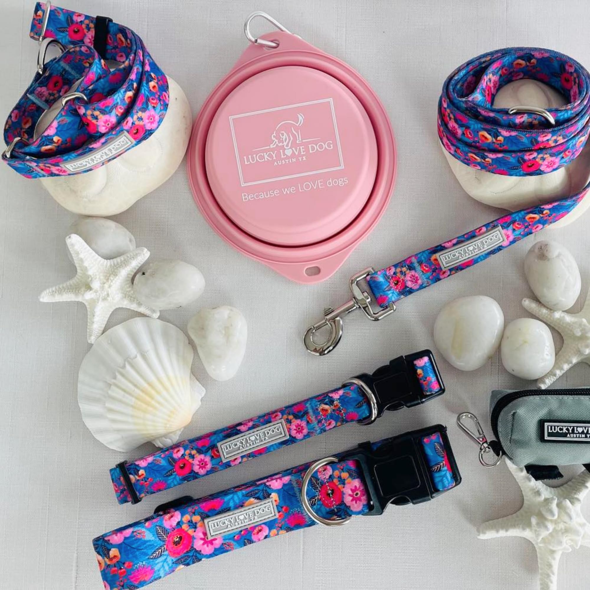 Lucky Love Dog Martingale Dog Collar & Leash - Adjustable, No-Slip, Durable, Soft Webbing, & Comfortable Dog Collar & Leash Set