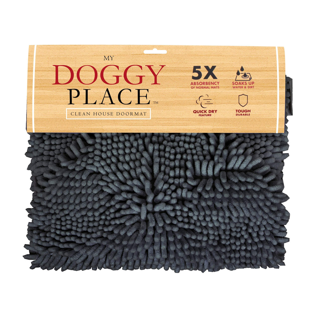 My Doggy Place Dog Towel - Super Absorbent Microfiber Towel With Hand Pockets - Dog Bathing Supplies - Quick Dry Shammy Towel - Washer And Dryer Safe - Charcoal - 30 X 12.5 In