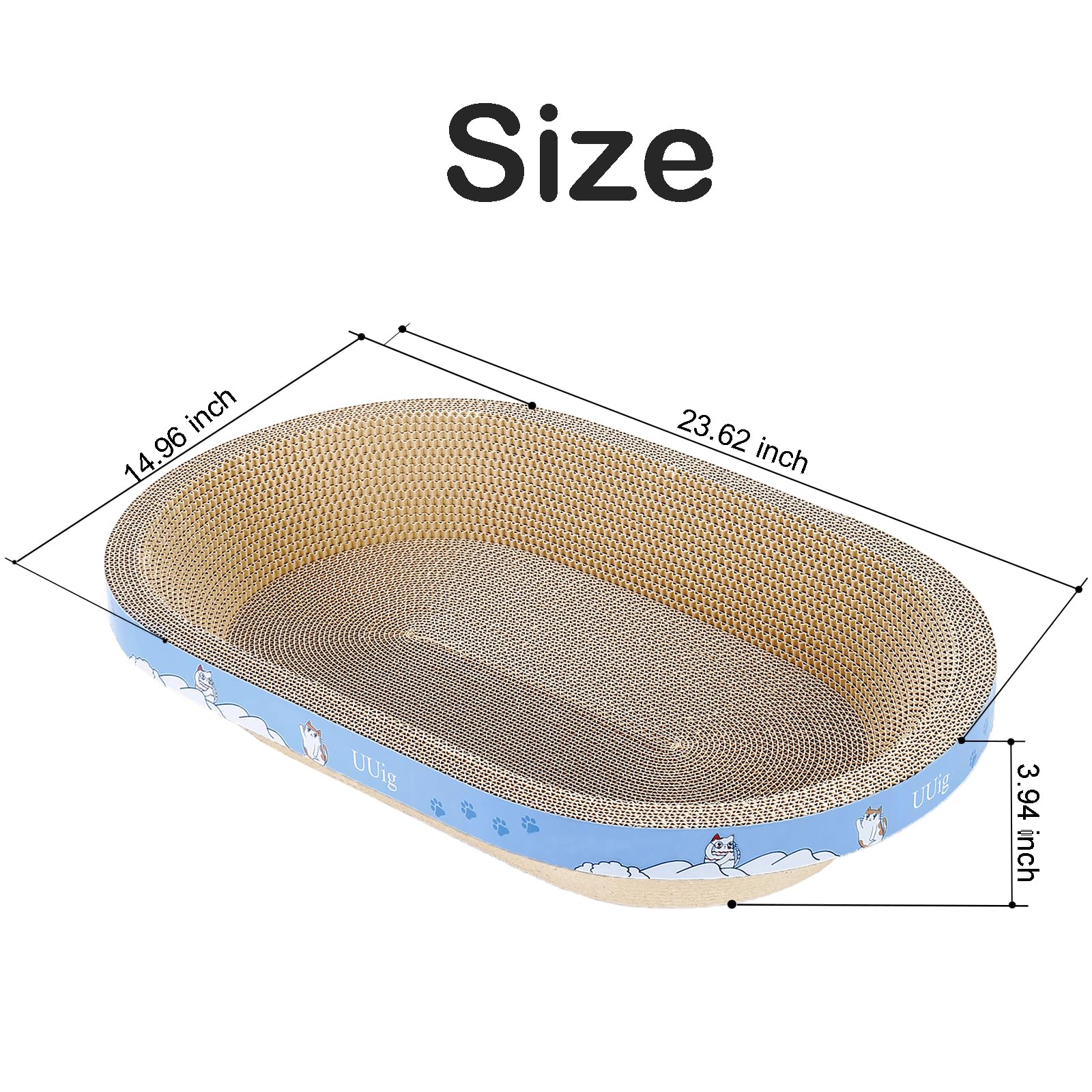 Uuig Cat Scratcher, 23.6X14.9 Inches Cardboard Cat Scratchers For Indoor Cats, Large Cat Scratching Board, Oval Cat Scratch Pad