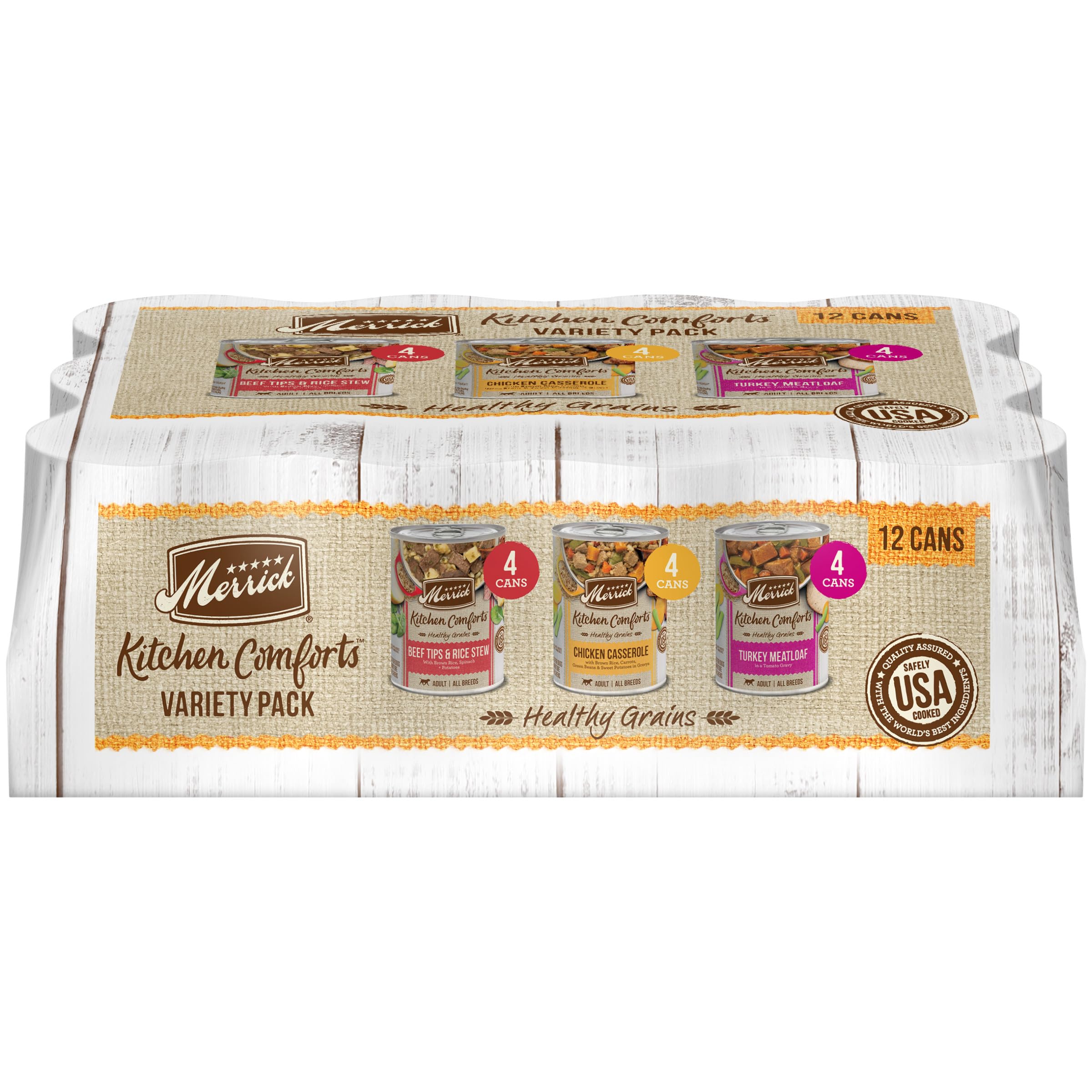 Merrick Kitchen Comforts Wet Dog Food Gravy, Variety Pack Real Meat and Brown Rice Dog Food with Grains - (Pack of 1) 9.5 lb. Ca