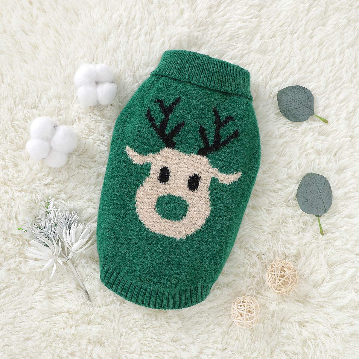 Zjyufy Dog Sweater Holiday Christmas Dog Winter Knitwear Christmas Dog Sweatshirt Reindeer Warm Clothes For Small Dogs Puppy Pug