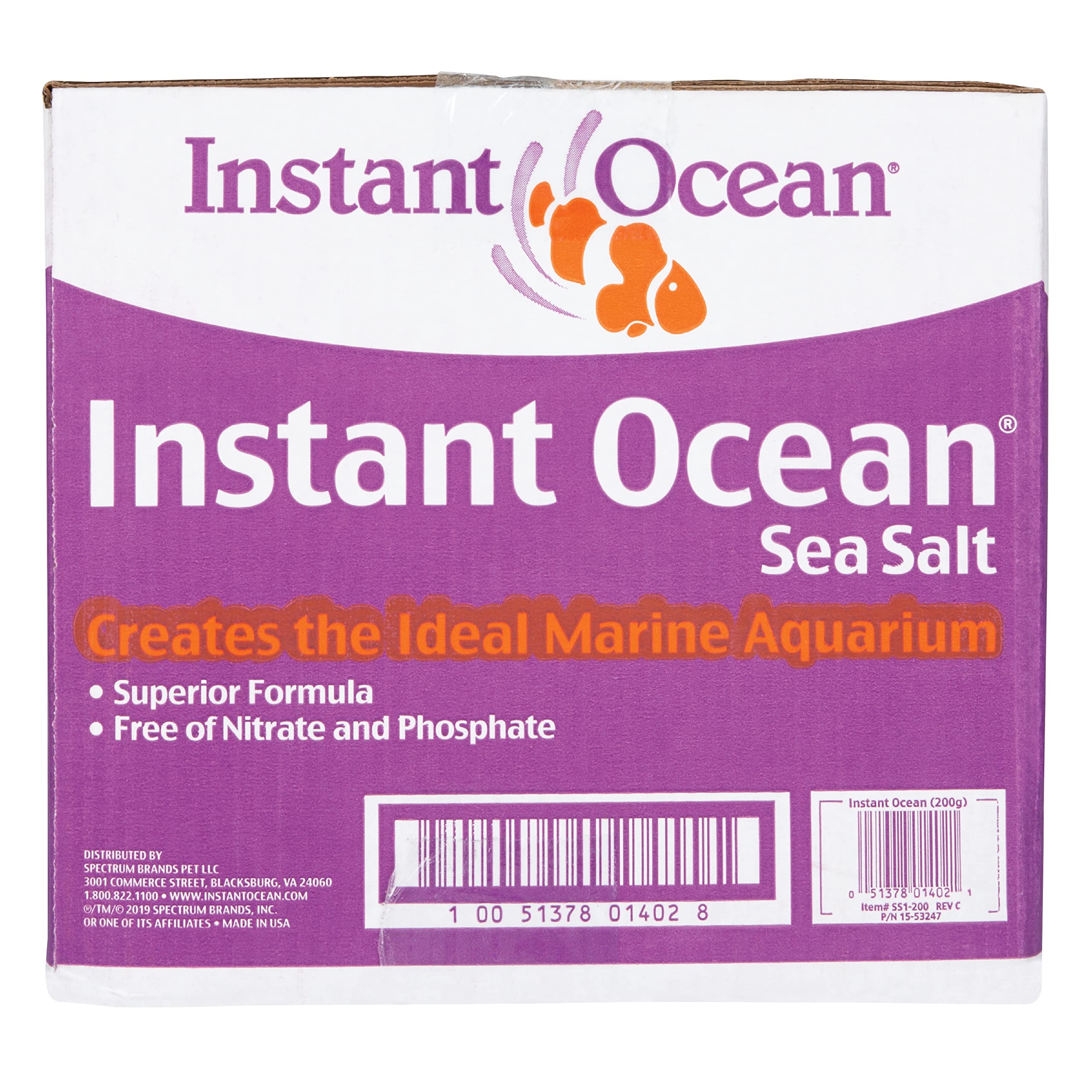 Instant Ocean Sea Salt for Marine Fish Tank Aquariums, Nitrate & Phosphate-Free