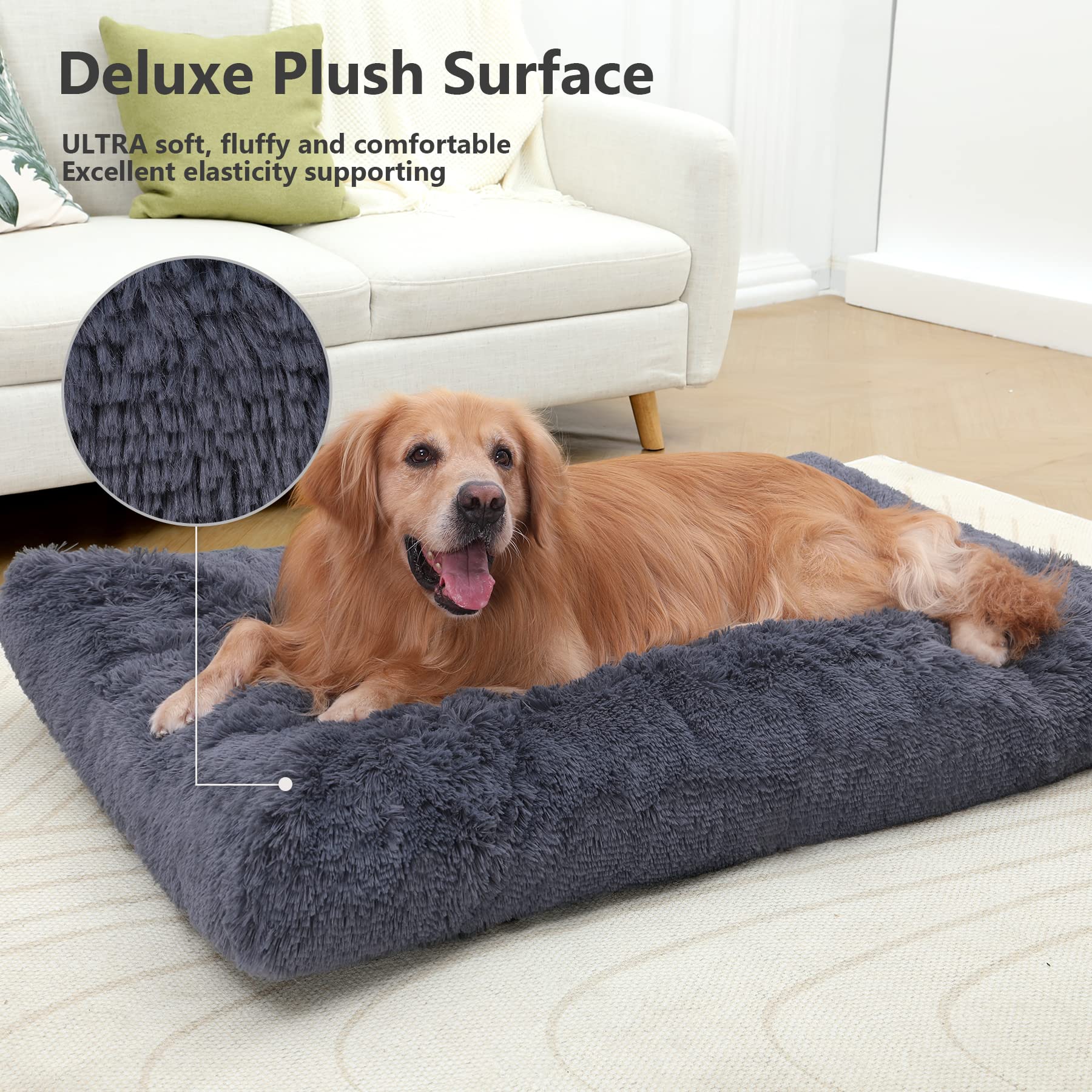 Vonabem Jumbo Dog Bed Washable With Removable Cover Waterproof, Dog Crate Beds For Jumbo Xxl Xl Large Dogs, Fluffy Plush Pet Bed