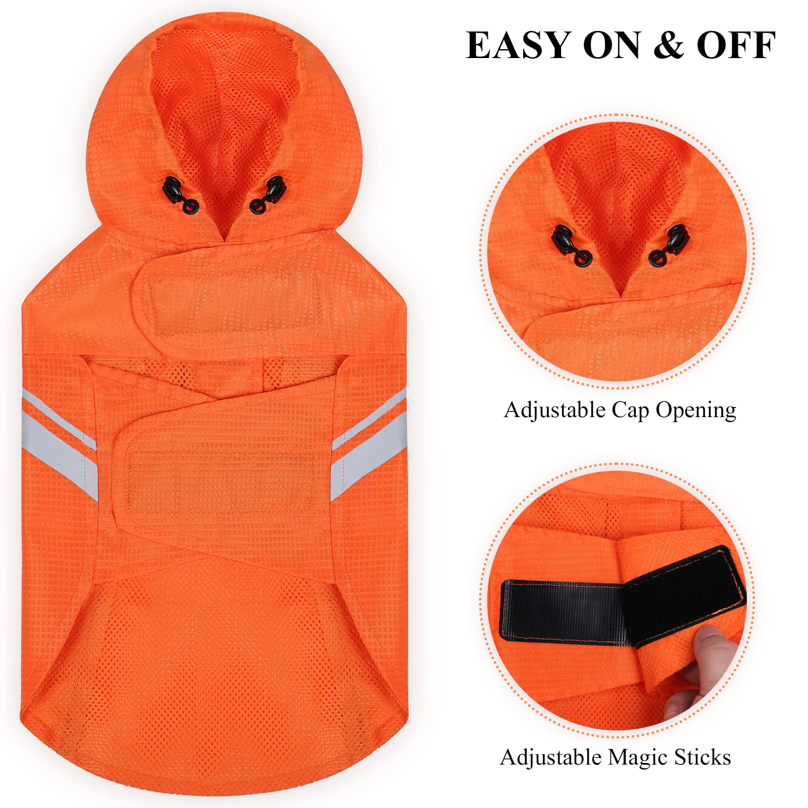 VIVAGLORY Dog Raincoat for Large Dogs, Easy on & Off Pet Rain Cloth, Reflective Lightweight Breathable Dogs Safety Vest Jackets