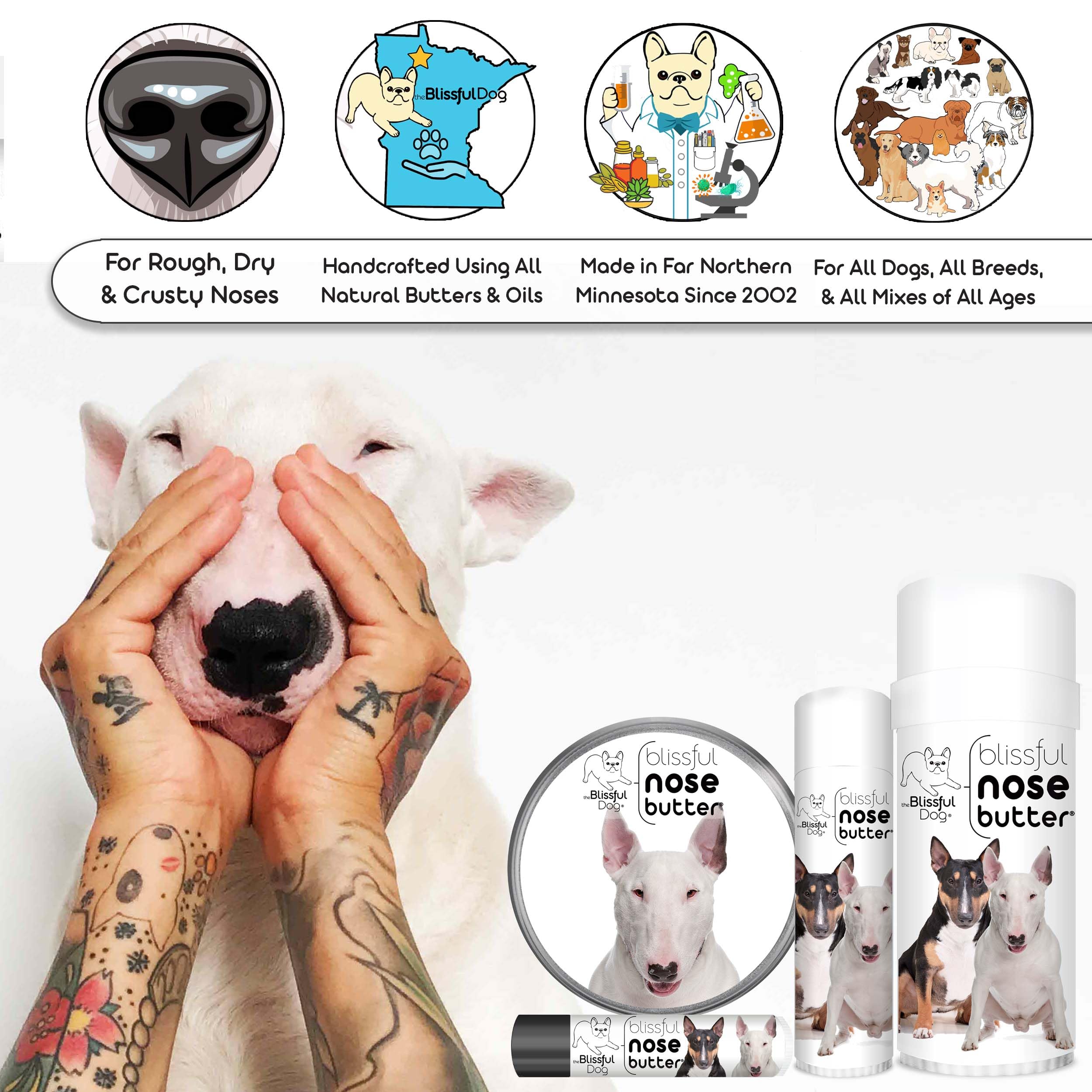 The Blissful Dog Bull Terrier Unscented Nose Butter, 2 oz