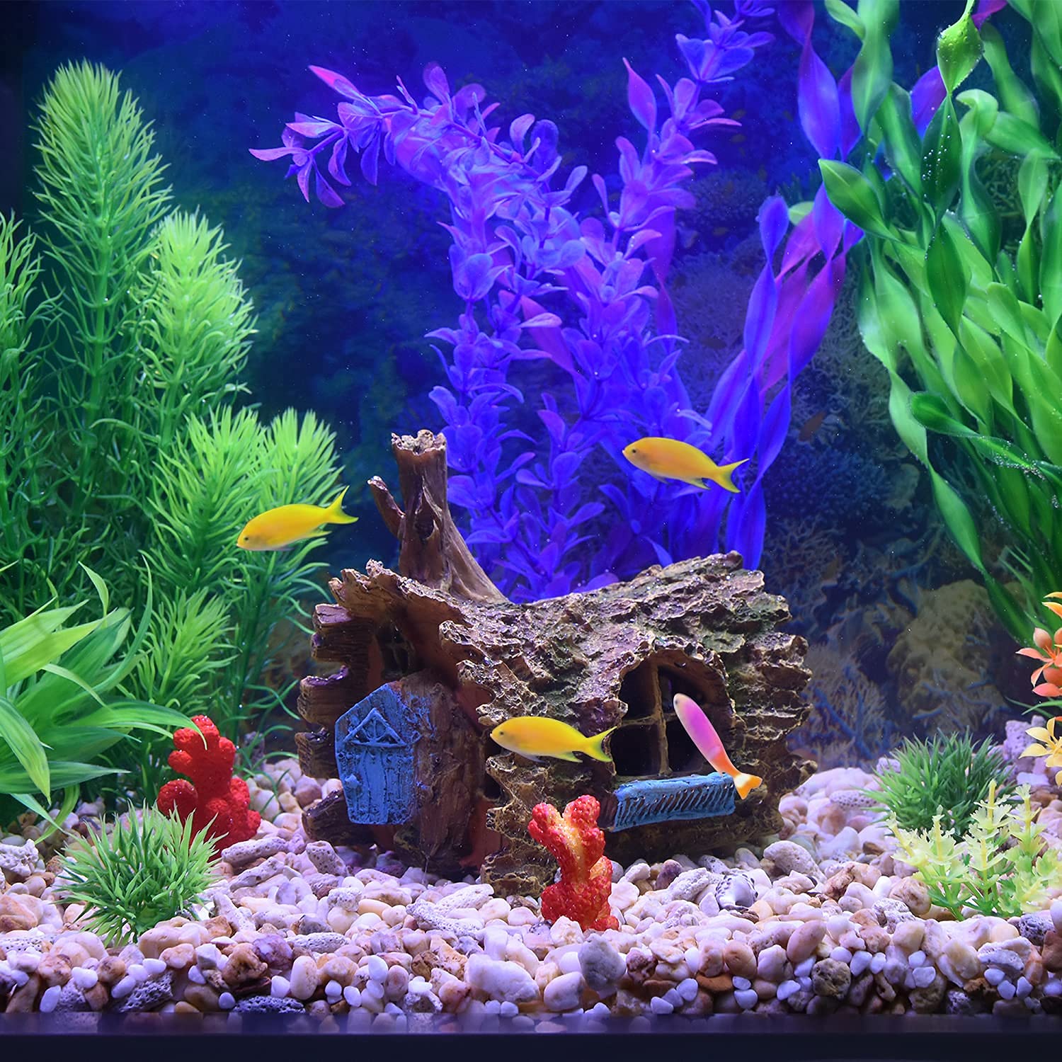 fazhongfa Fish Tank Decorations Betta House Hide Cave Aquarium Ornament Small and Medium Fish Accessories Fish Resin Toys Hideou