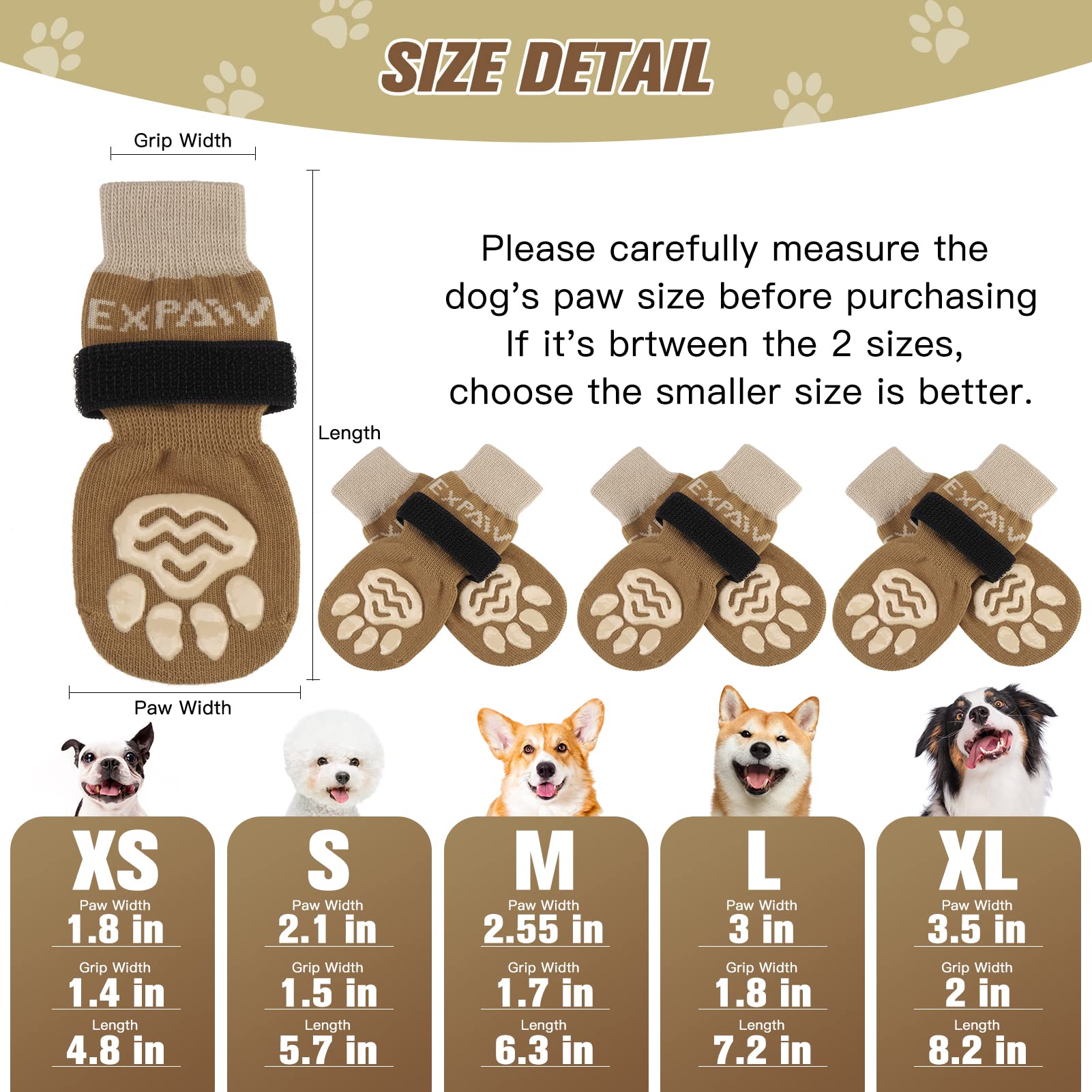 Expawlorer 6Pcs Anti-Slip Dog Socks To Prevent Licking Paws,Dog Shoes For Hot Pavement,Best Paw Protector Traction Control On Ha