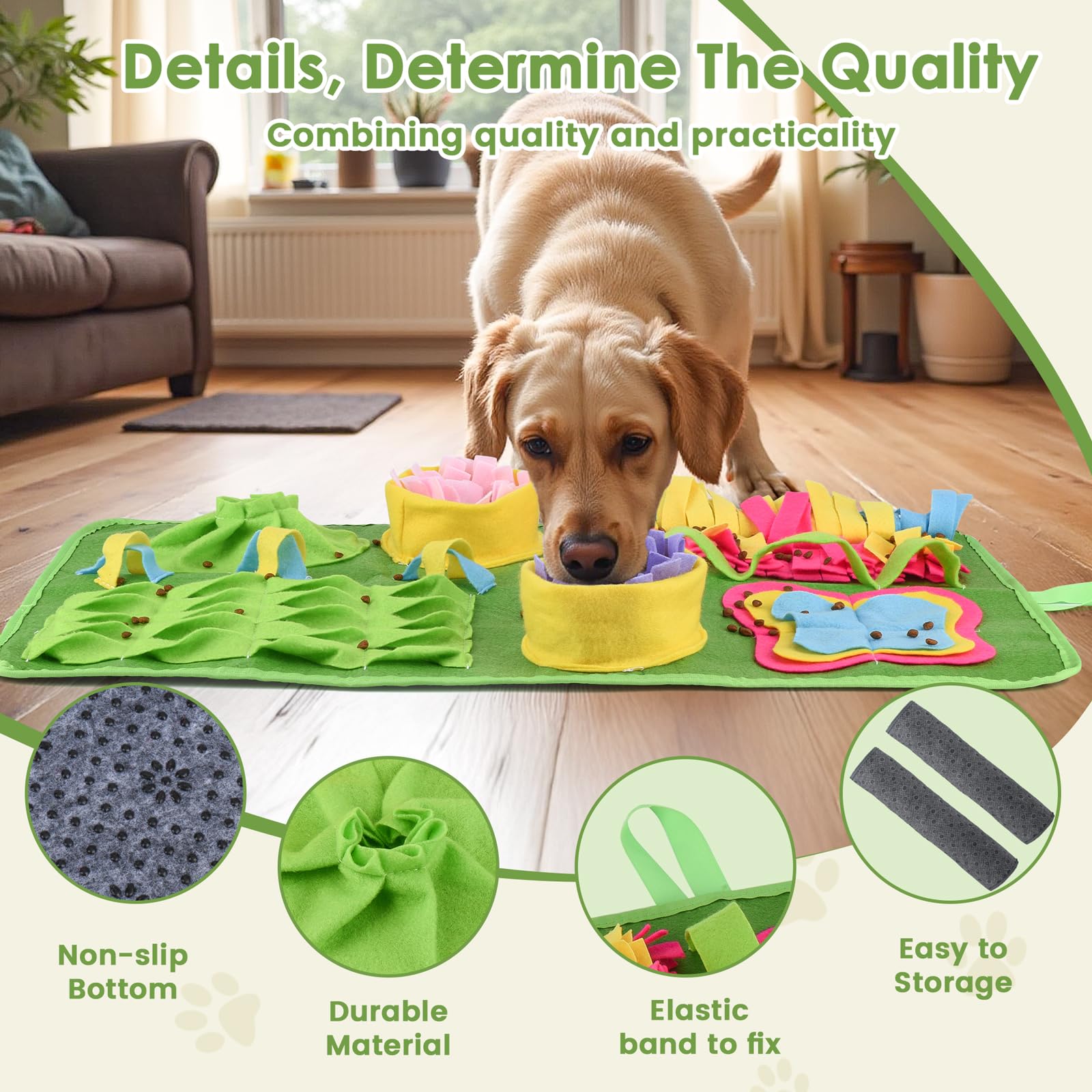 Pawspurr Snuffle Mat For Dogs, 27.5X15.7Inch Interactive Slow Feeding Mat Dog Puzzle Toys For Foraging, Smell Training, Anxiety