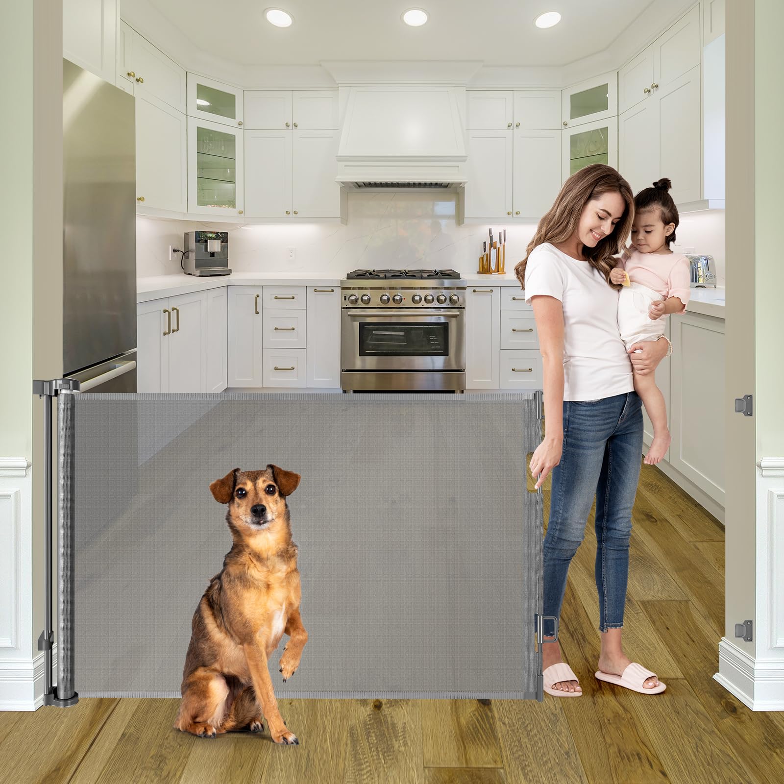 56 Inch Retractable Baby Gate for Stairs Retractable Dog Gates for Doorways Outdoor Baby Gates for Decks Indoor Dog Gates for Th