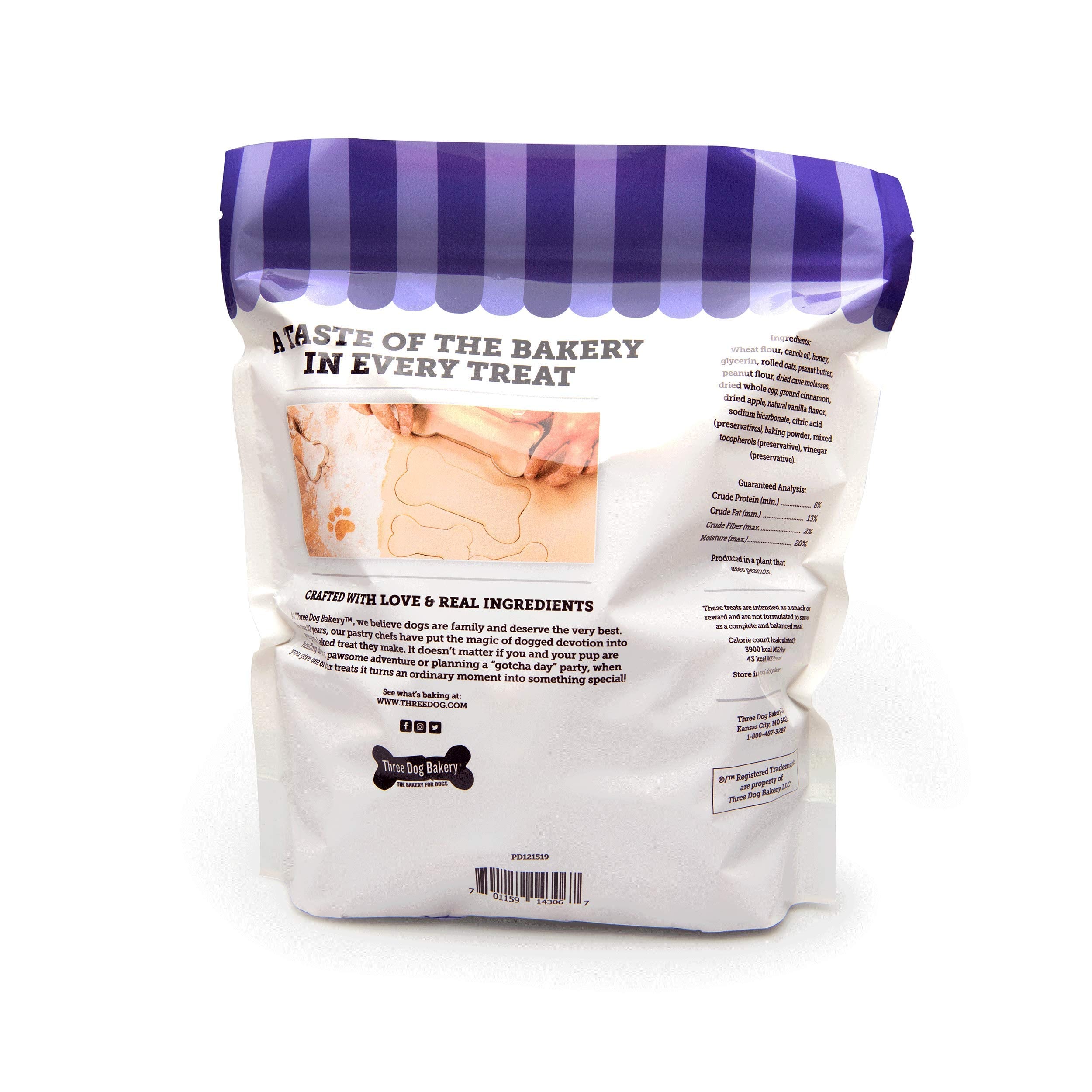 Three Dog Bakery AssortMutt Trio, Soft Baked Cookies for Dogs, Three Flavor Pack; Oatmeal and Apple, Peanut Butter, and Vanilla,