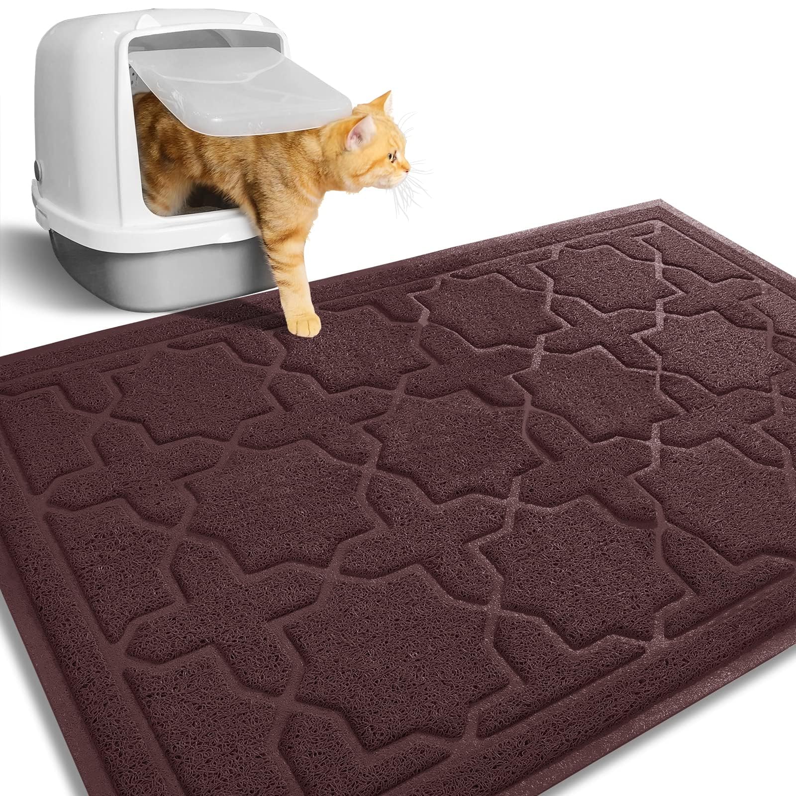 Yimobra Cat Litter Mat, 35.4''X23.6'' Litter Box Mat With Litter Lock Mesh, Soft Cat Litter Mat Litter Trapping Mat, Easy To Cle