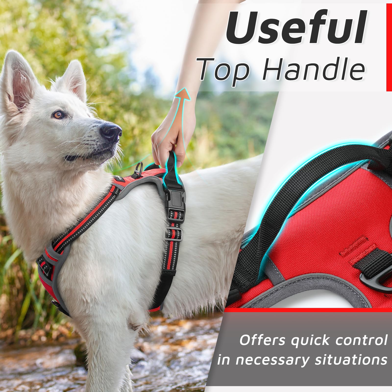 Eagloo Dog Harness Large Breed, No Pull Service Vest with Reflective Strips and Control Handle, Adjustable and Comfortable for E