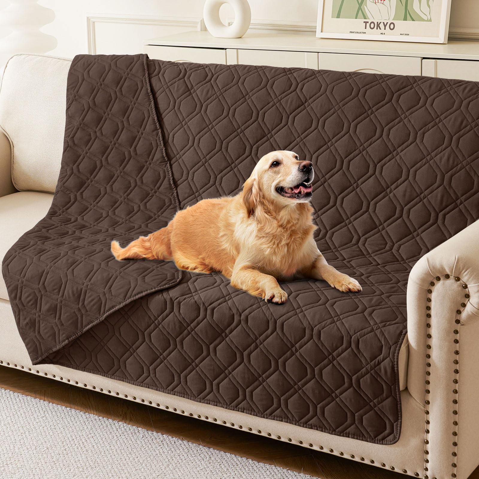 hyha Waterproof Dog Bed Blanket, Soft Pet Blankets, Waterproof Couch Cover for Dogs, Reversible Sofa Covers Washable for Furnitu
