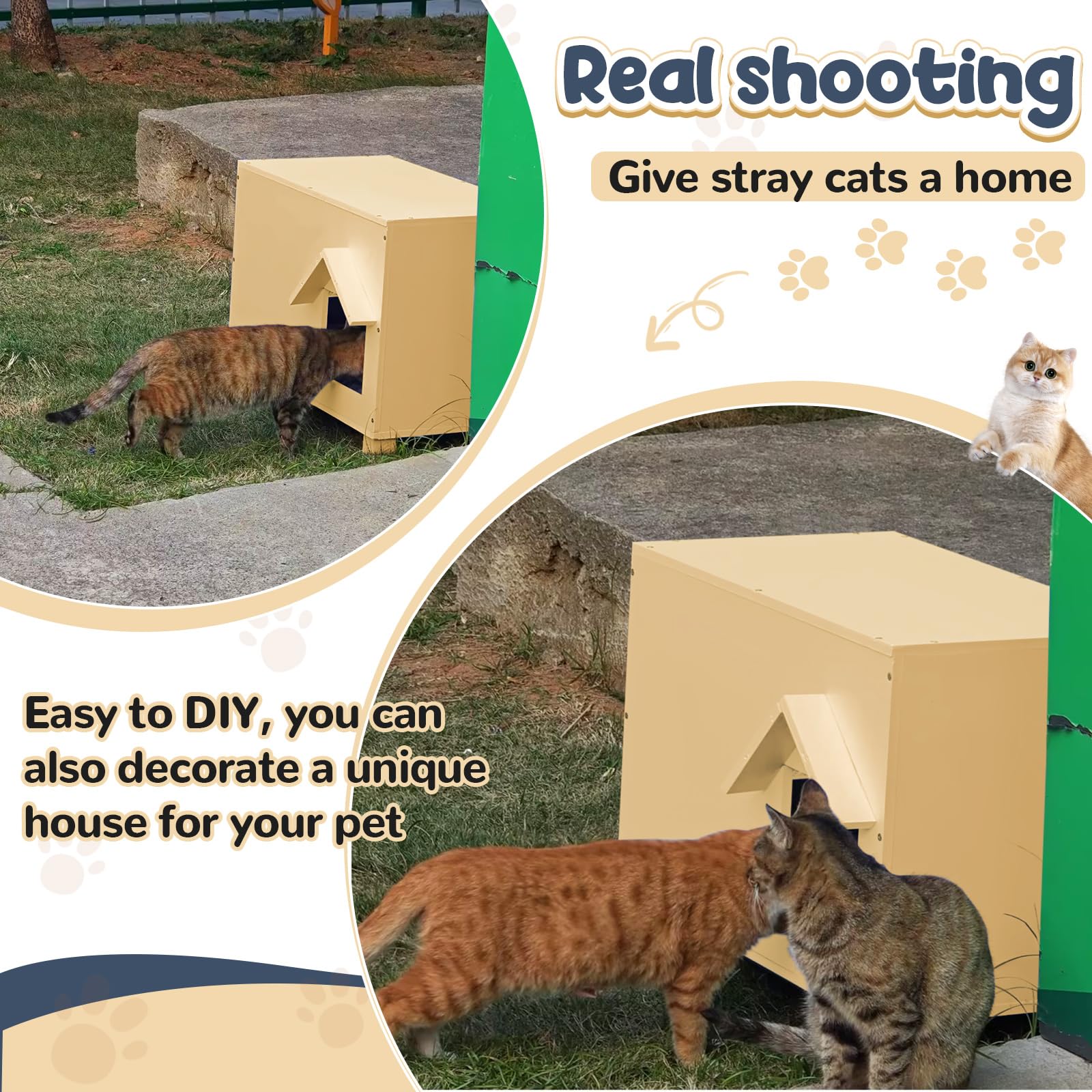 23.6 X 15.7 X 13.4 Inch Wooden Outdoor Cat Houses Heavy Duty Feral Cat Shelter Large Wooden Cat Condo Sturdy Waterproof And Insu