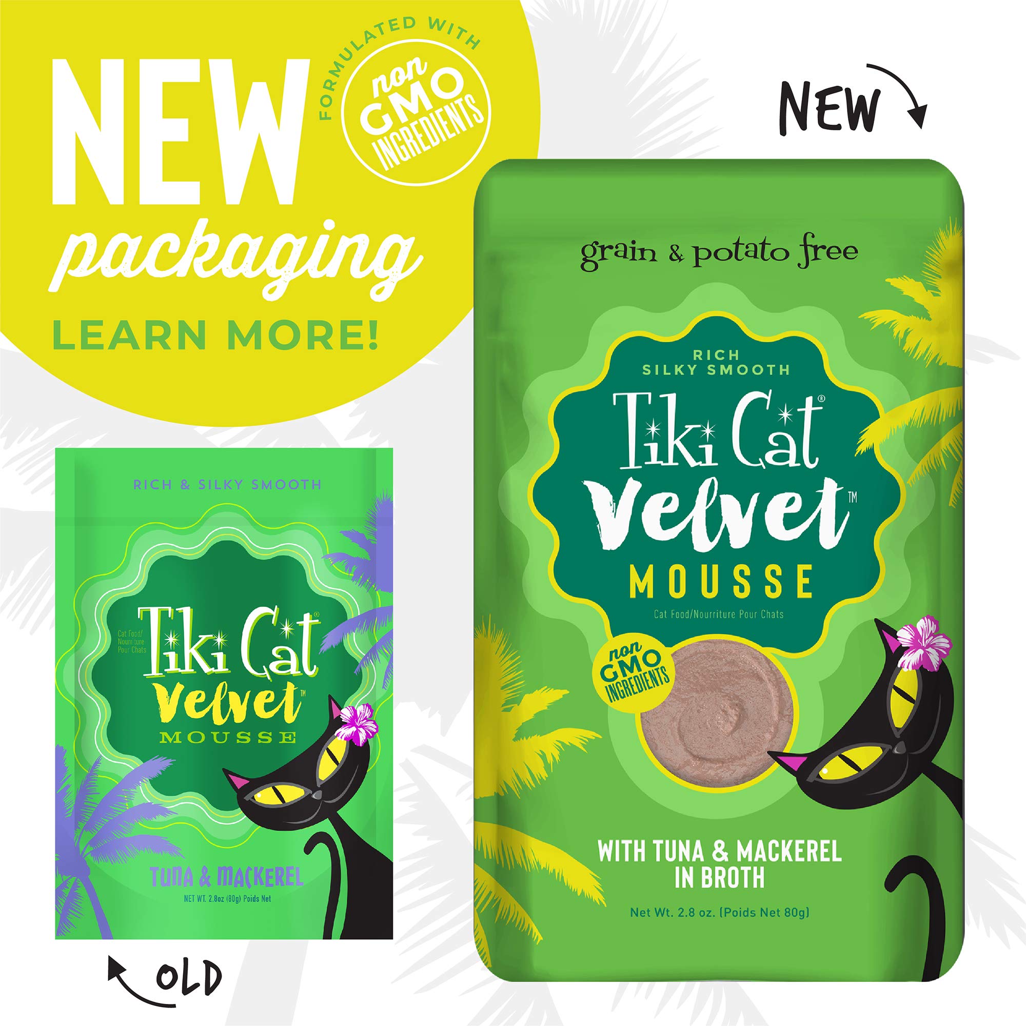 Tiki Cat Luau Velvet Mousse, Tuna & Mackerel in Broth, Complete Nutrition for Balanced Diet, Wet Cat Food For All Life Stages, 2