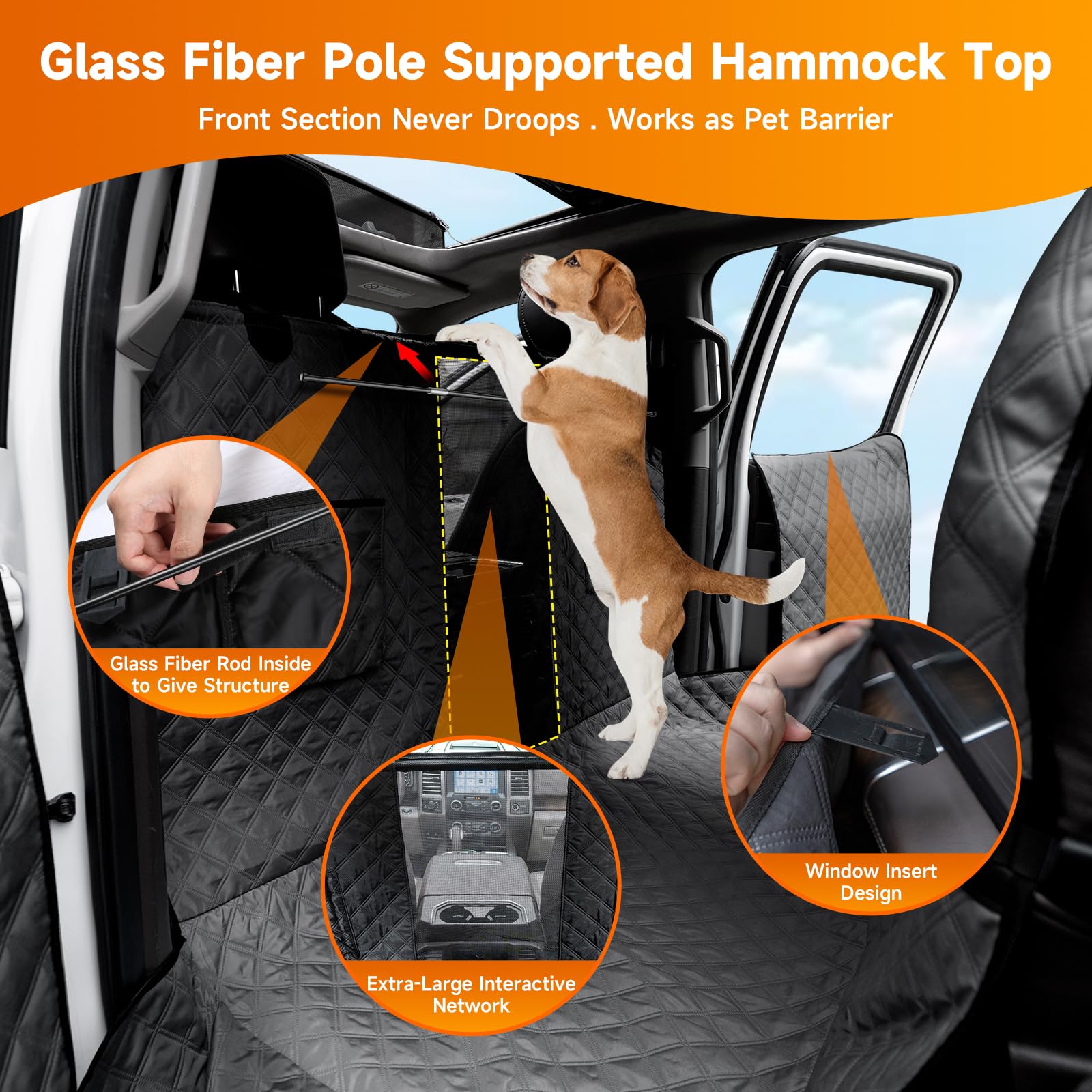 Sanqitara Xl Dog Truck Seat Cover With Car Door Protector, For Trucks With Flip Up Rear Seats, Waterproof Full Coverage Dog Seat