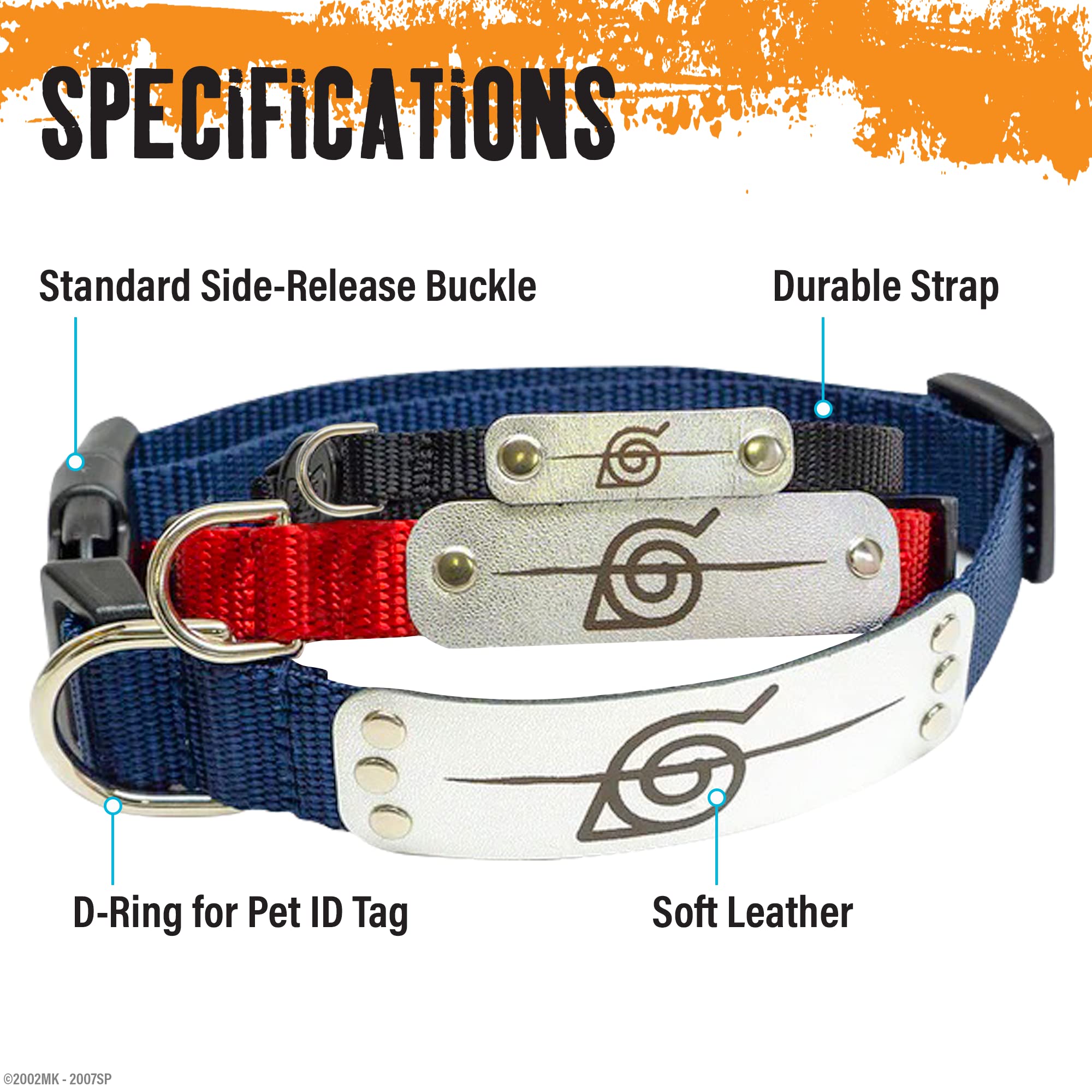 Naruto Dog Collar For Large Dogs, Medium, Xs/Small Puppy Collars - Officially Licensed Naruto Shippuden Hidden Leaf Village Anime Dog Collar, Naruto Gifts Pet Collar For Dogs Black Rogue, Xs