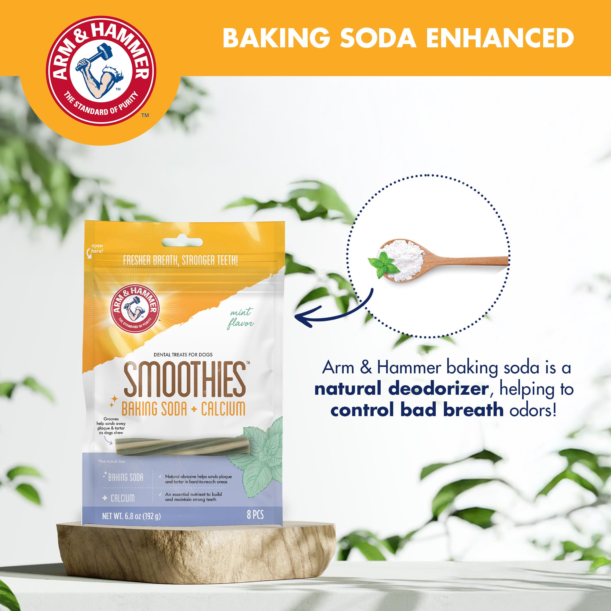Arm & Hammer for Pets Smoothies Dental Treats for Dogs with Baking Soda and Calcium, Treat Chews Help Fight Bad Breath, Plaque &
