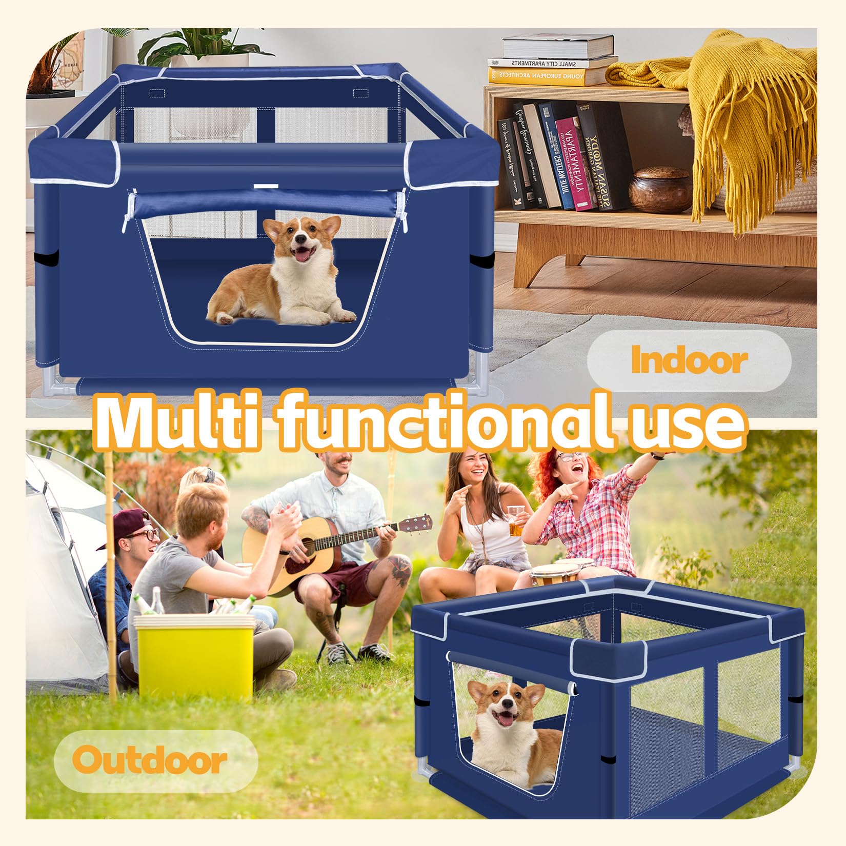 42 Inches Dog Playpens,Puppy Playpen With Gate For Puppies Or Small Dogs, Dog Fence Pet Playpen For Indoor & Outdoor