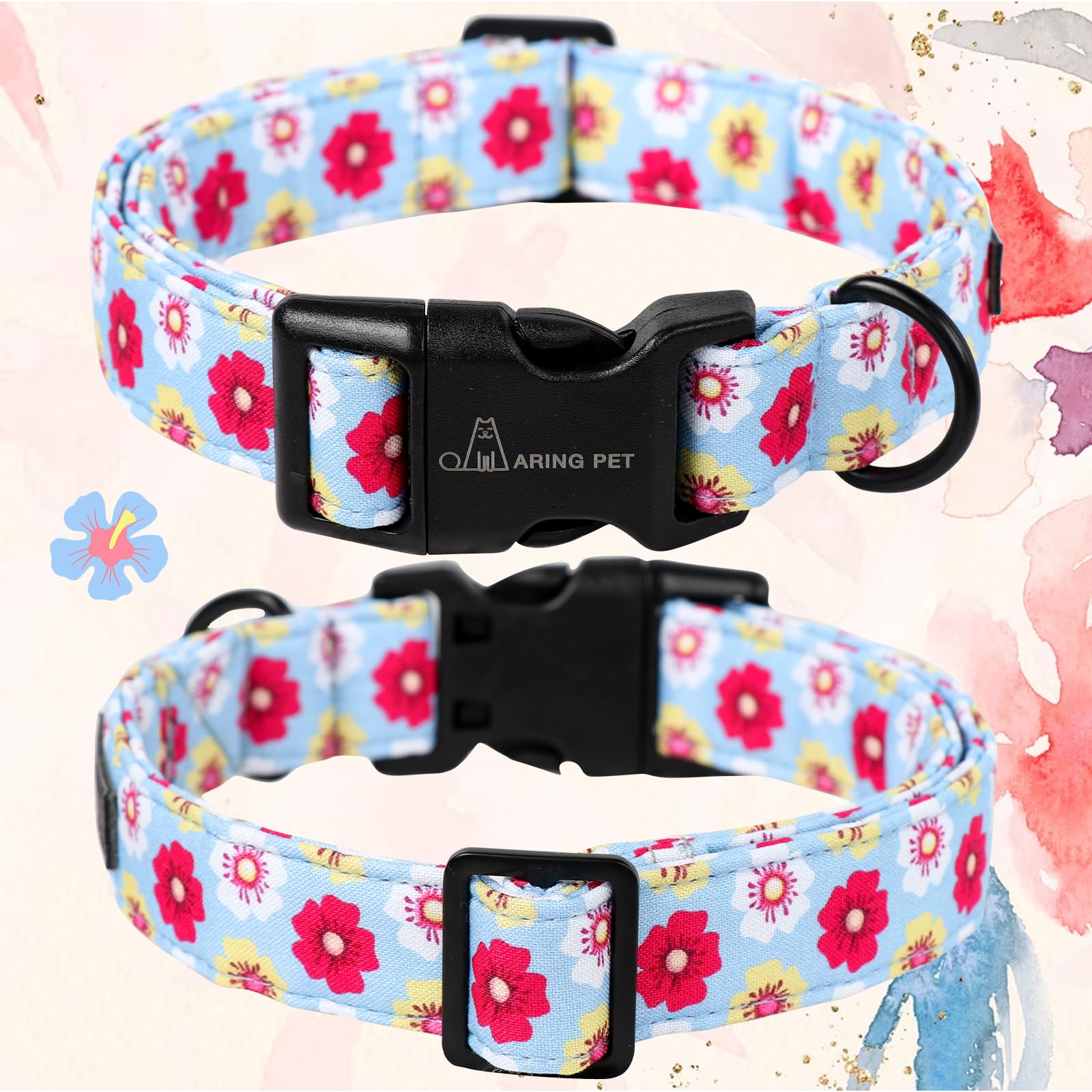 Aring Pet Summer Dog Collar-Cotton Lightweight Dog Collars, Adjustable Girl Pet Collar Puppy Collars With Quick Release Buckle F