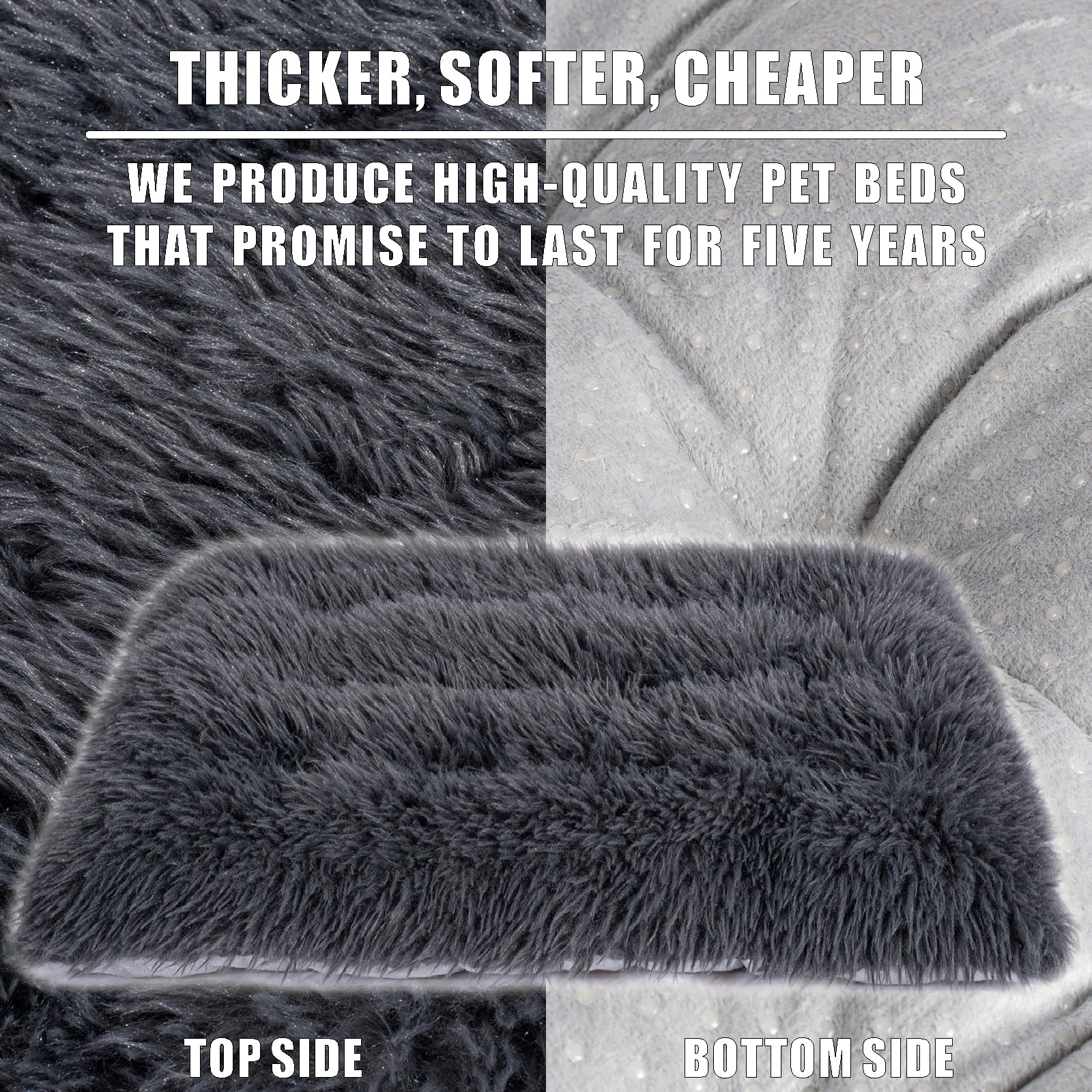 Machine Washable Dog Bed, Deluxe Plush Dog Crate Pad And Cat Bed, Anti-Slip Bottom Kennel Pad Mat, Fuzzy Pet Beds For Large, Med