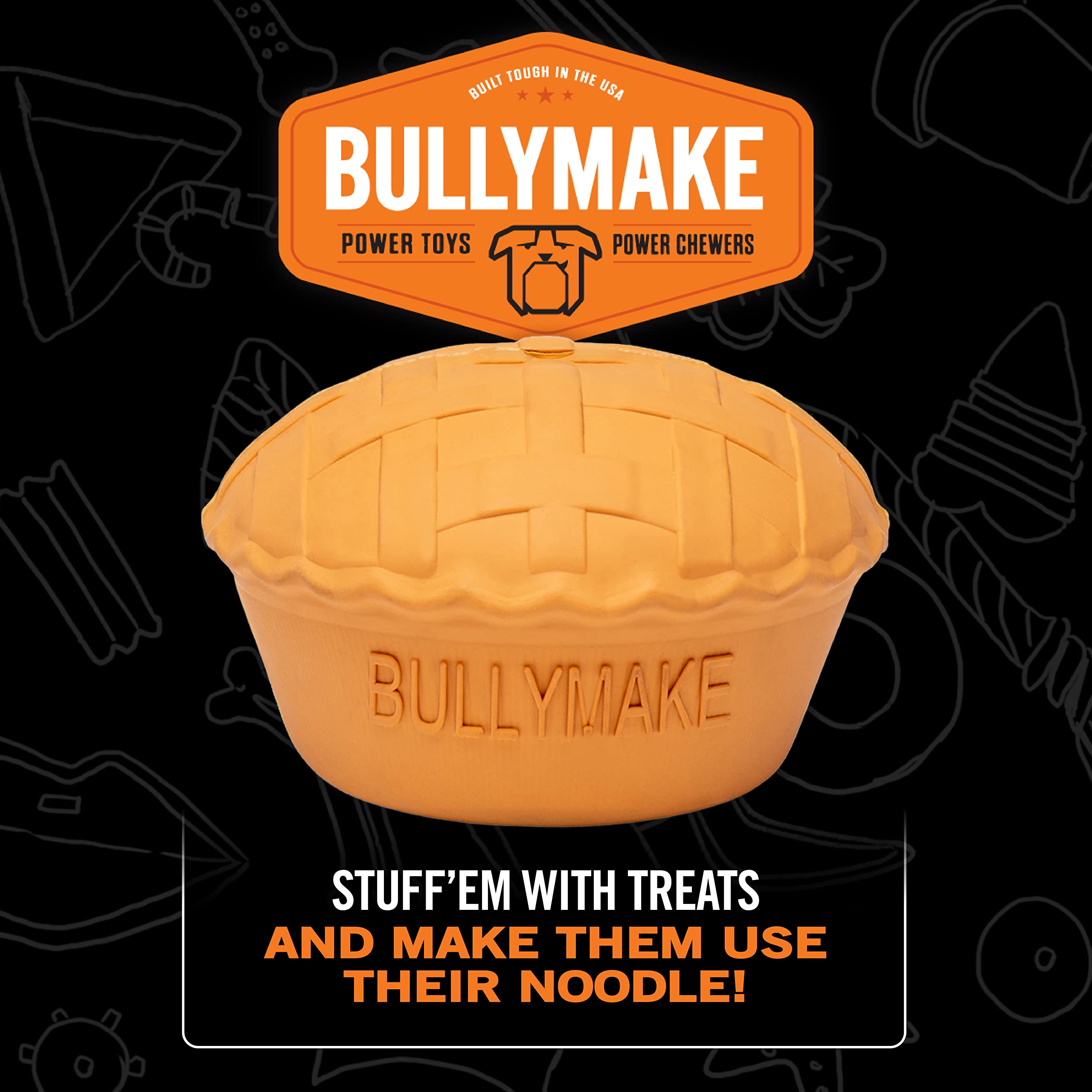 Bullymake - Pie Rubber Chew Toy For Dogs - Rubber Toy For Dogs - Made In Usa - Treat Stuffing Toy