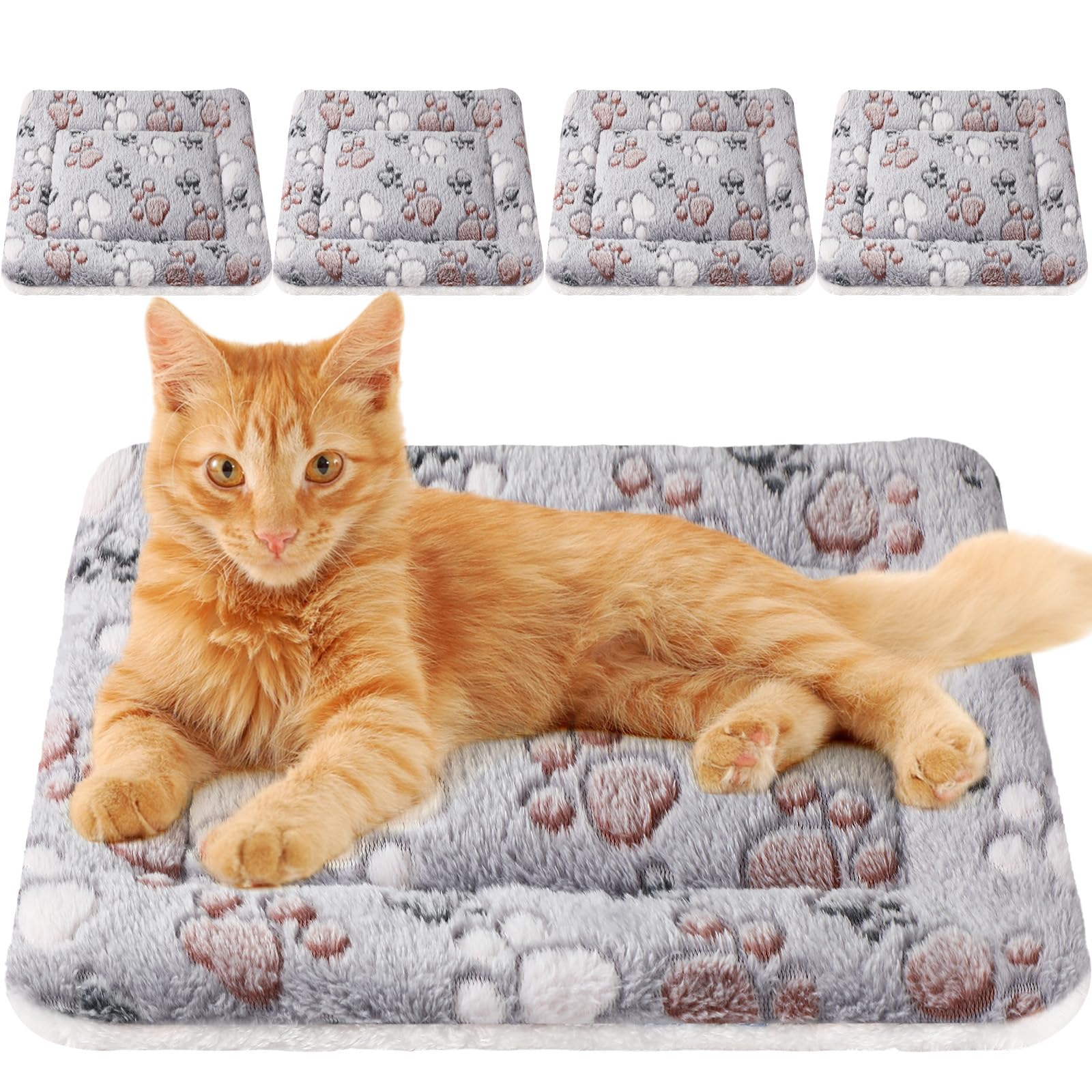 Tuanse 4 Pack Ultra Soft Dog Cat Bed Mat with Cute Prints Reversible Fleece Dog Crate Kennel Pad Cozy Washable Thickened Hamster