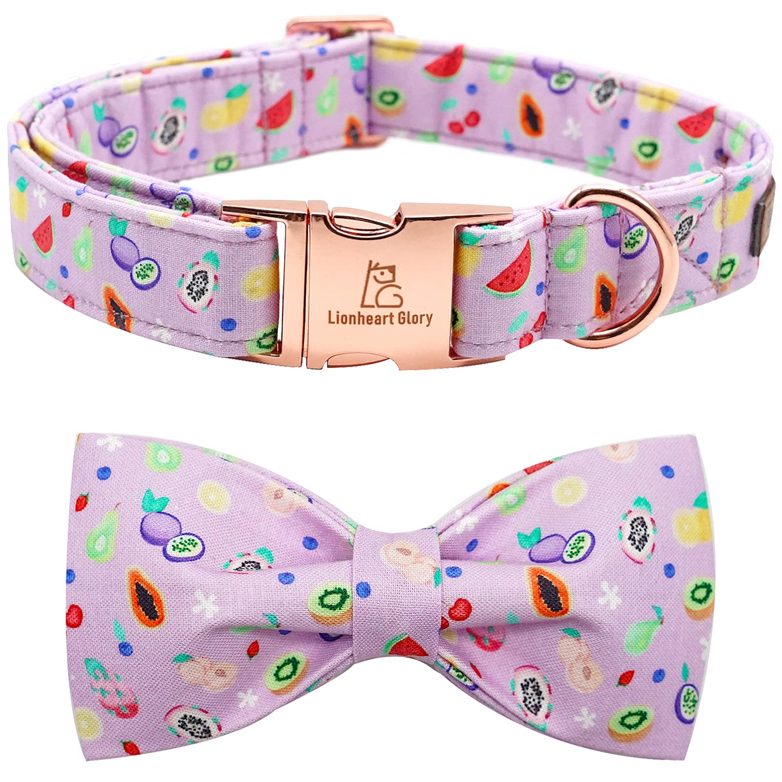 Lionheart Glory Dog Collar, Fruit Dog Collar With Bow, Summer Dog Bowtie Collar Gift Bows Cute Pet Collar For X-Large Dogs