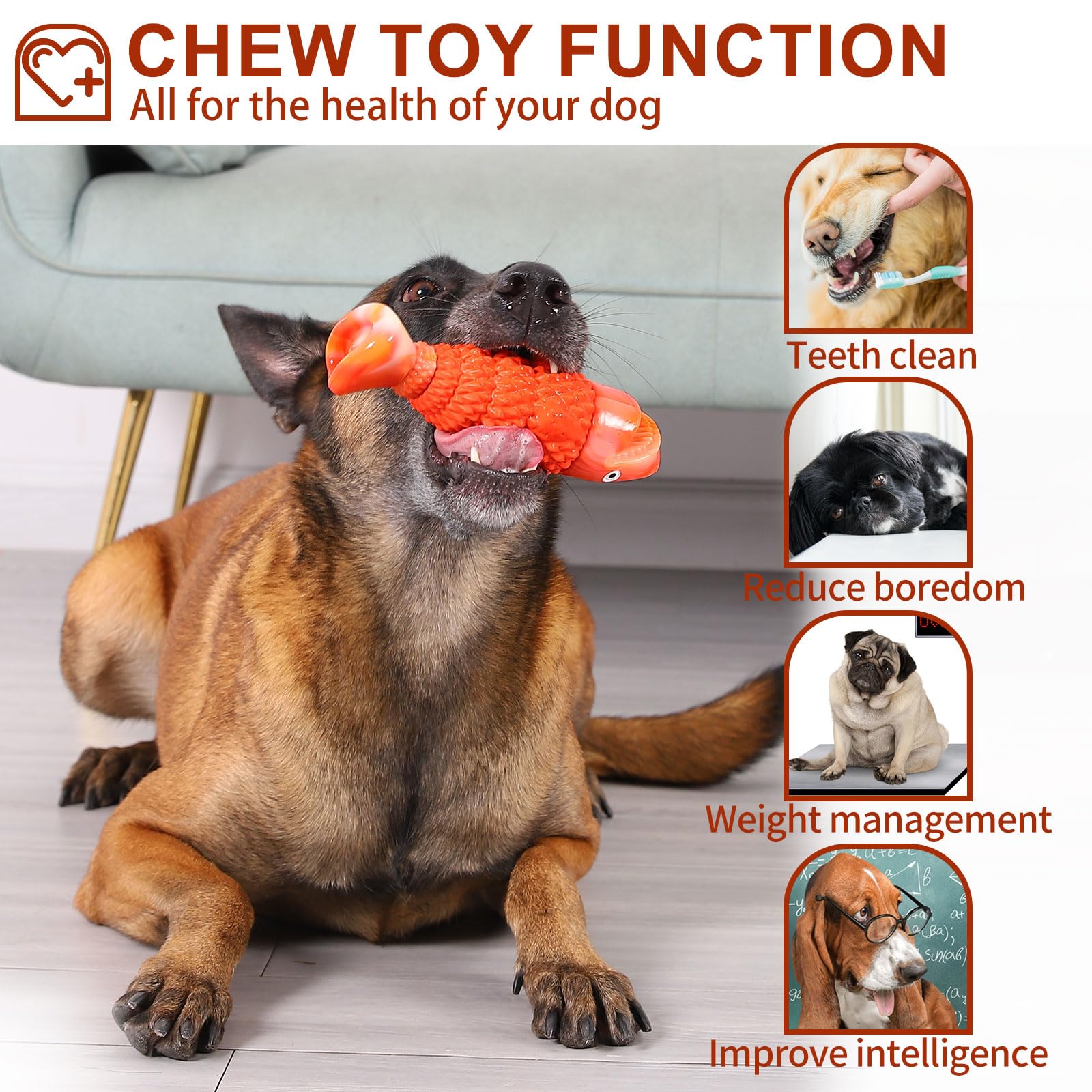 Boyoyo Indestructible Dog Toys For Aggressive Chewers Large Breed, Dog Chew Toys For Aggressive Chewers, Tough Dog Toys For Large Dogs Aggressive Chewers, Large Dog Toys, Squeaky Dog Toys For Dogs