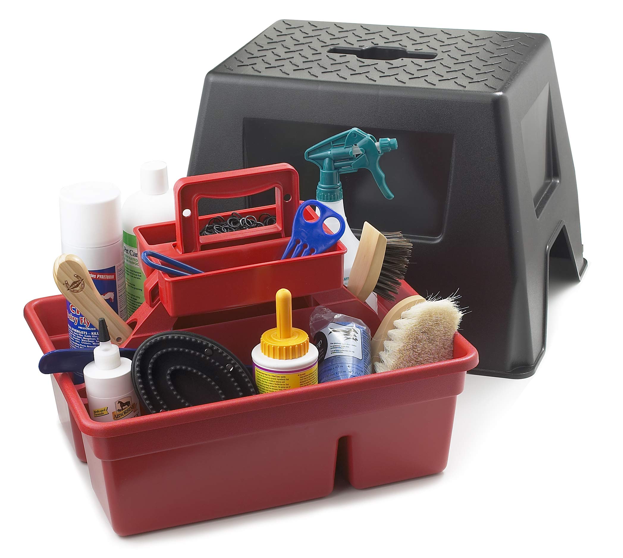 Little Giant Duratote Stable Step Stool And Tote Box With Carrying Handle, Red