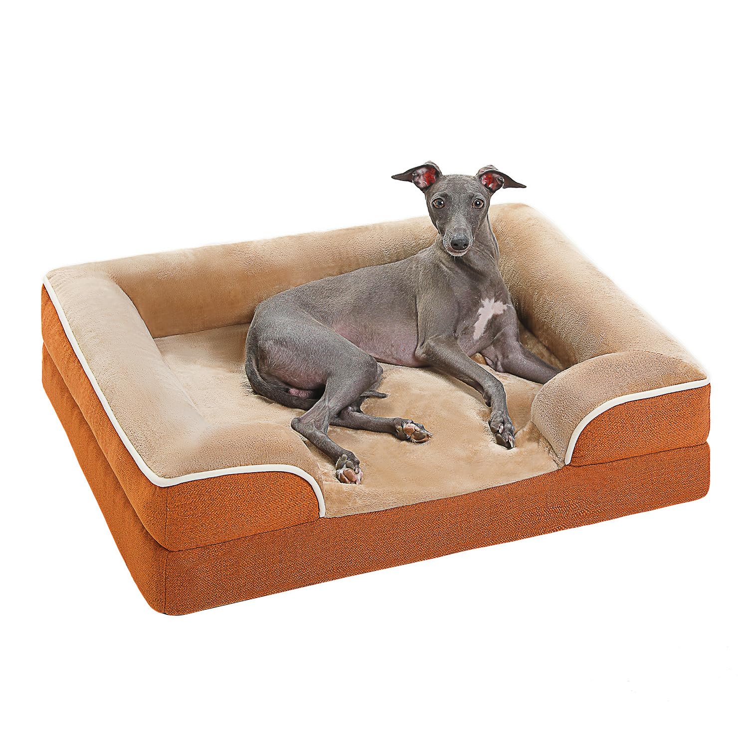 Pawz Road Orthopedic Dog Bed - Medium Size With Supportive Foam, 2-Layer Waterproof Cover And Non-Slip Bottom For Small To Large