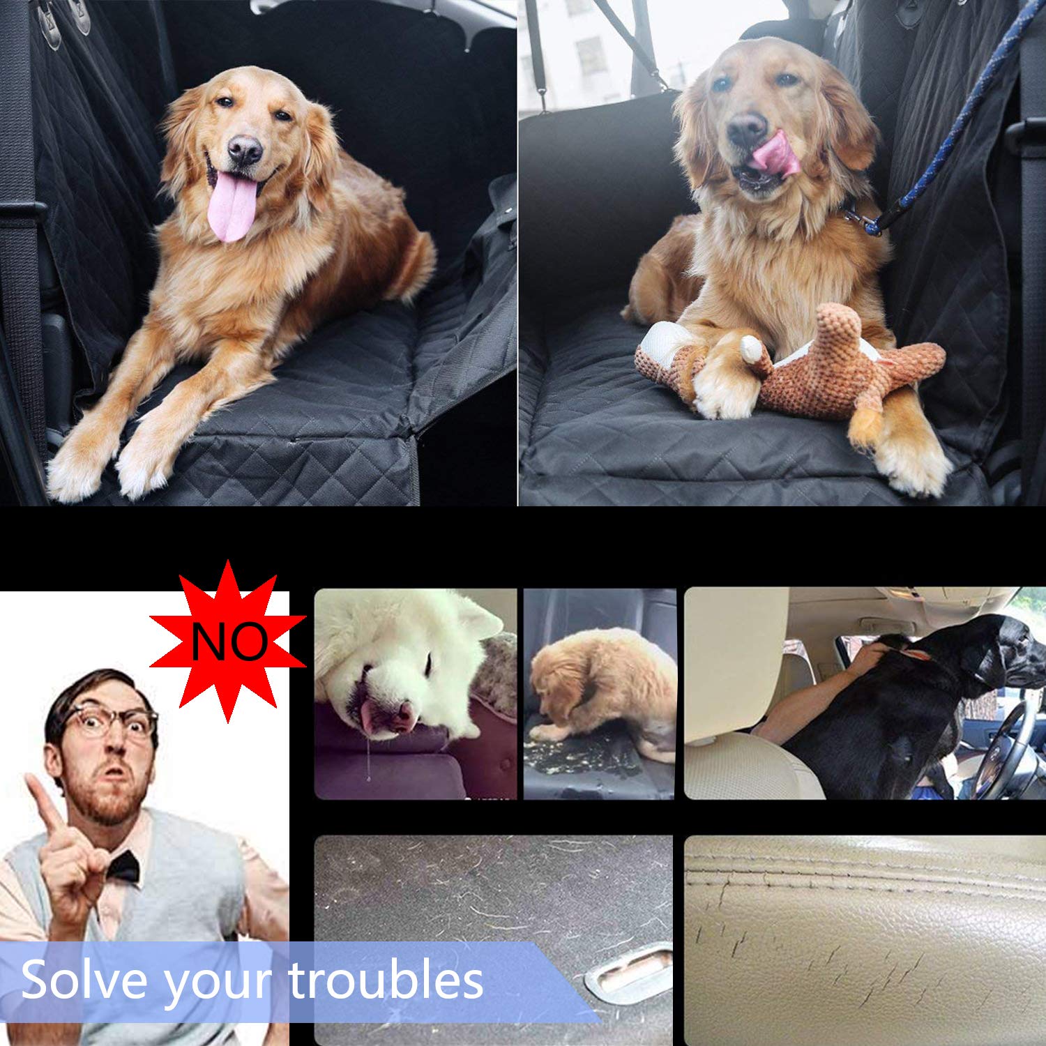 Beikott Dog Car Seat Covers, Pet Seat Cover, Anti-Scratch Nonslip Waterproof Car Seat Cover, 600D Heavy-Duty Durable Car Backing