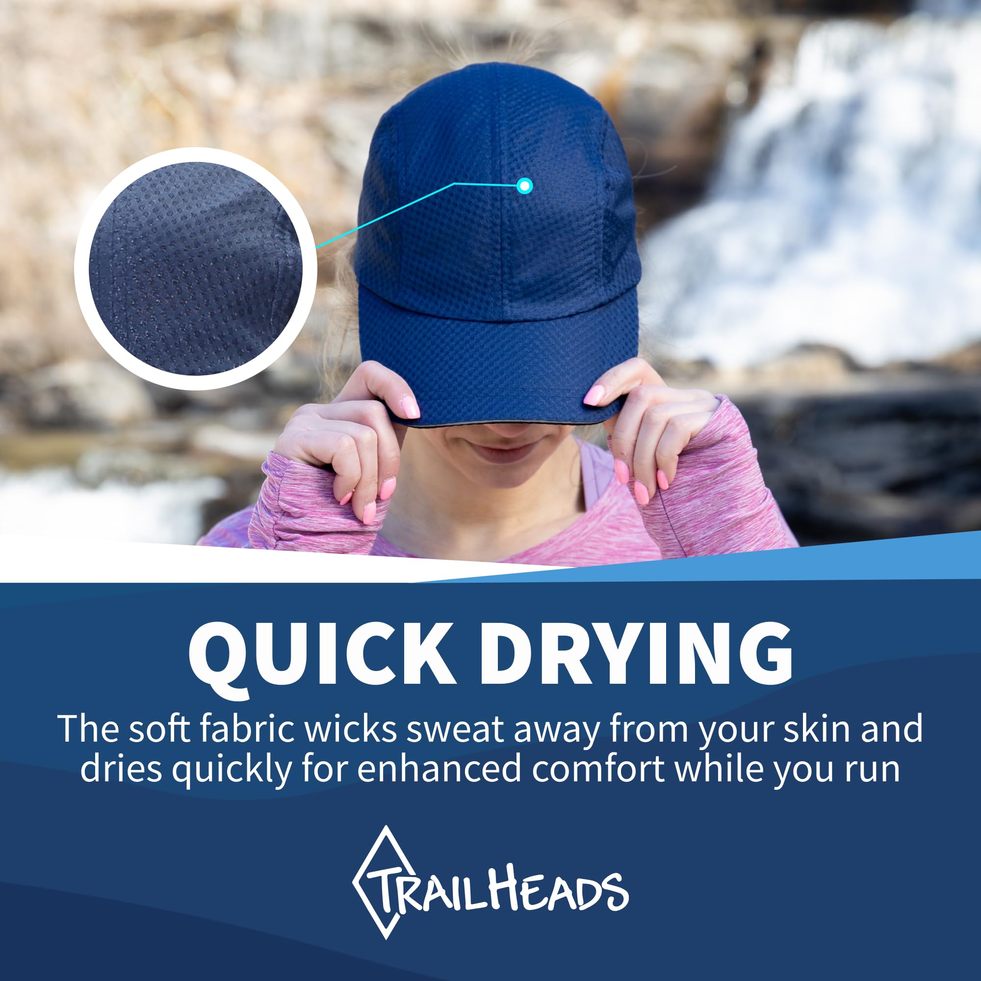 TrailHeads Womens Race Day Running cap-Performance Hat - Navy