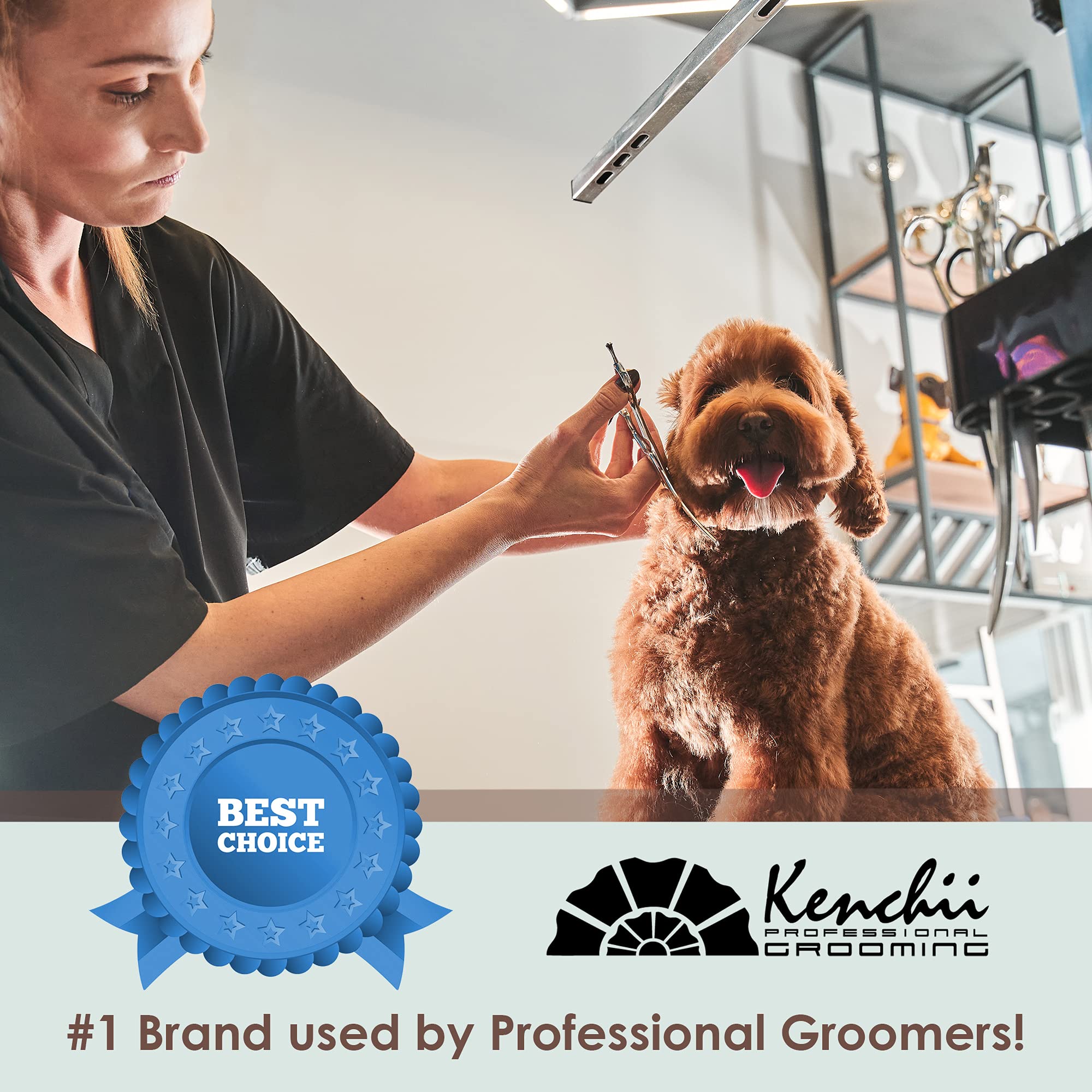 Kenchii Left Handed Dog Grooming Scissors | 7 Inch Shears | Curved Scissors For Dog Grooming | Love Collection Dog Shears | Pet Grooming Accessories | Pet Hair Trimming Scissor