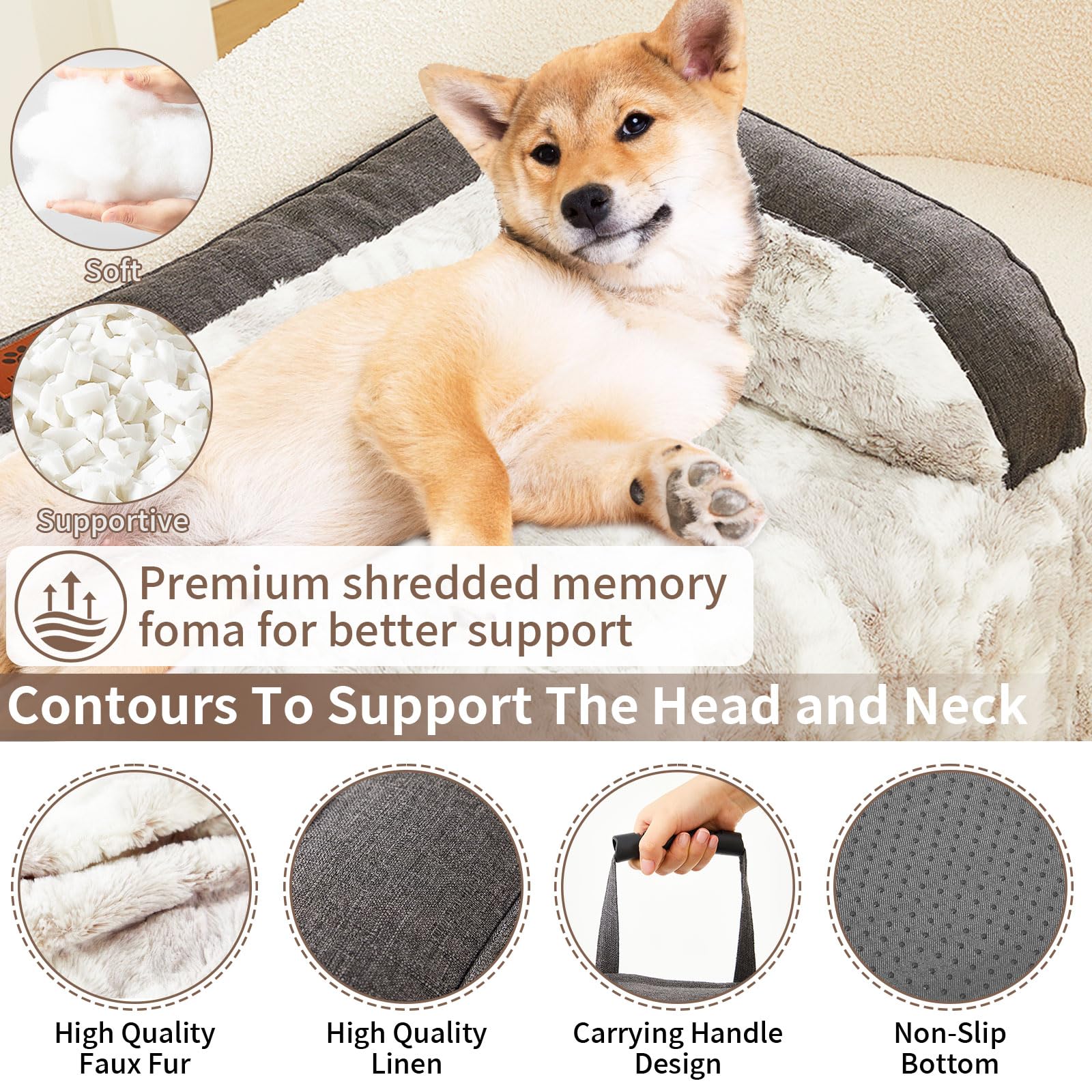 Hapyclaw Calming Dog Couch Bed Mat, 41X37 Inch Waterproof Fluffy Sofa Cover, Furniture Protector With Handle, Removable And Wash
