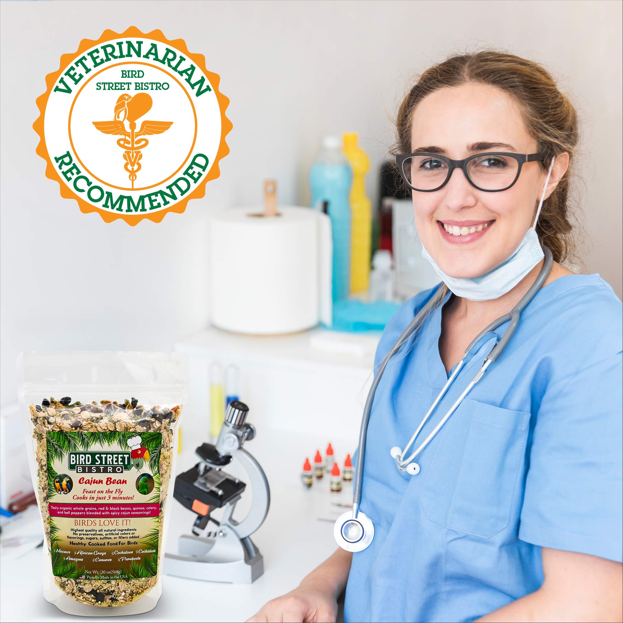 Bird Street Bistro Parrot Food - Parakeet & Cockatiel Food - Cooks in 3-15 min with Natural & Organic Grains, Legumes, Healthy F