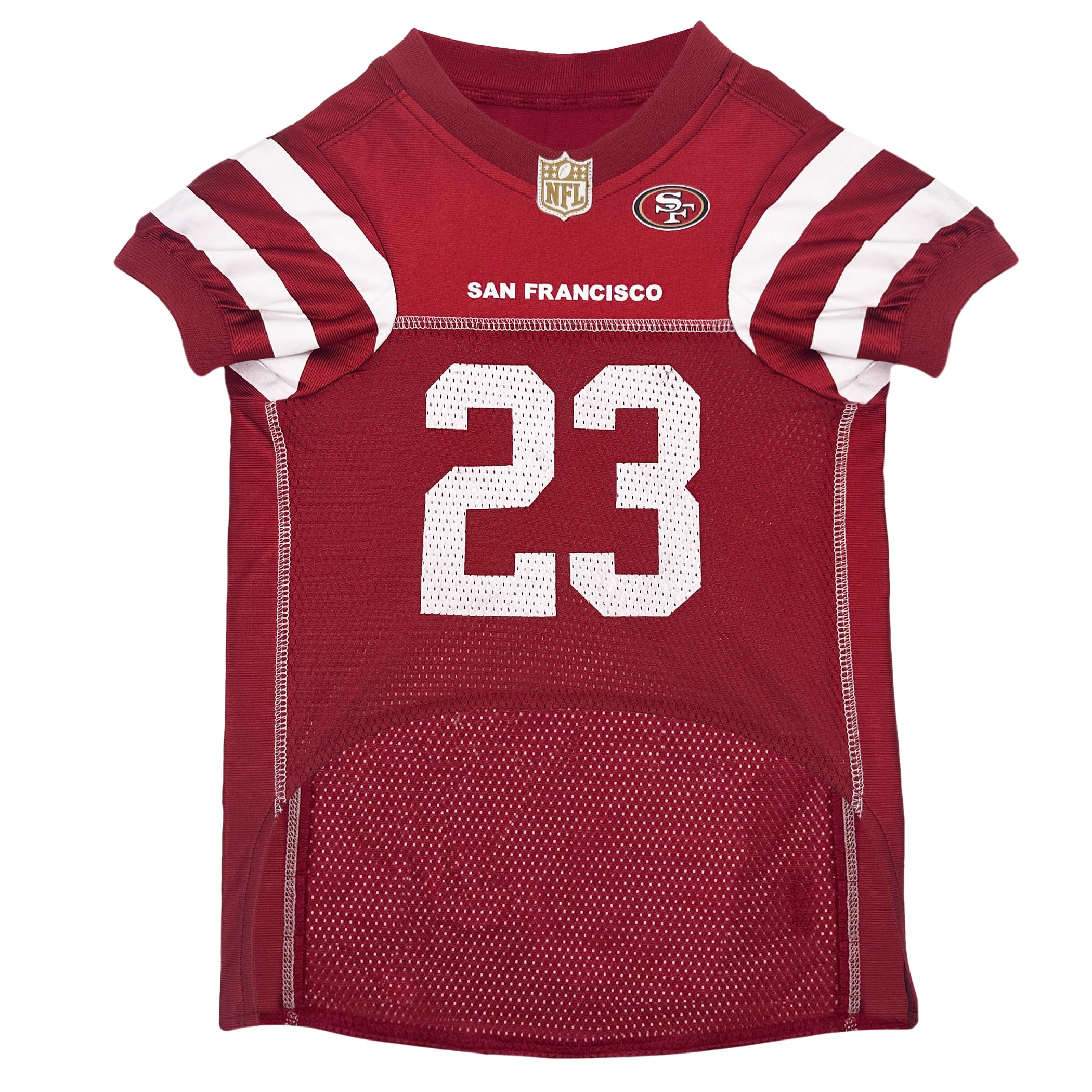 Pets First Nflpa Christian Mccaffrey Pet Jersey #23, Nfl Dog Shirt, San Francisco 49Ers Mesh Jersey, Size X-Large